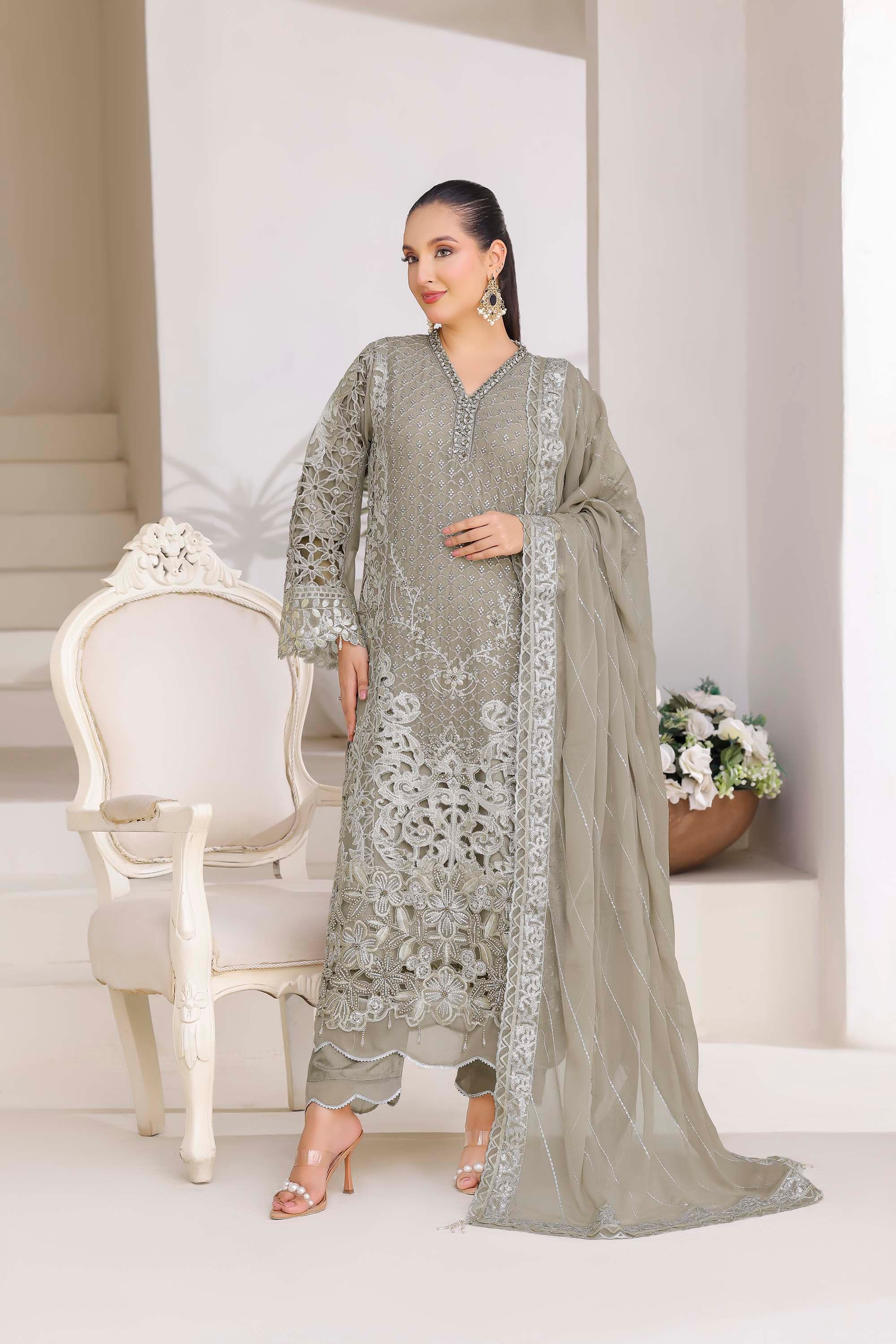 Ayleen Sage Green: Modern Serenity Embroidered Outfit