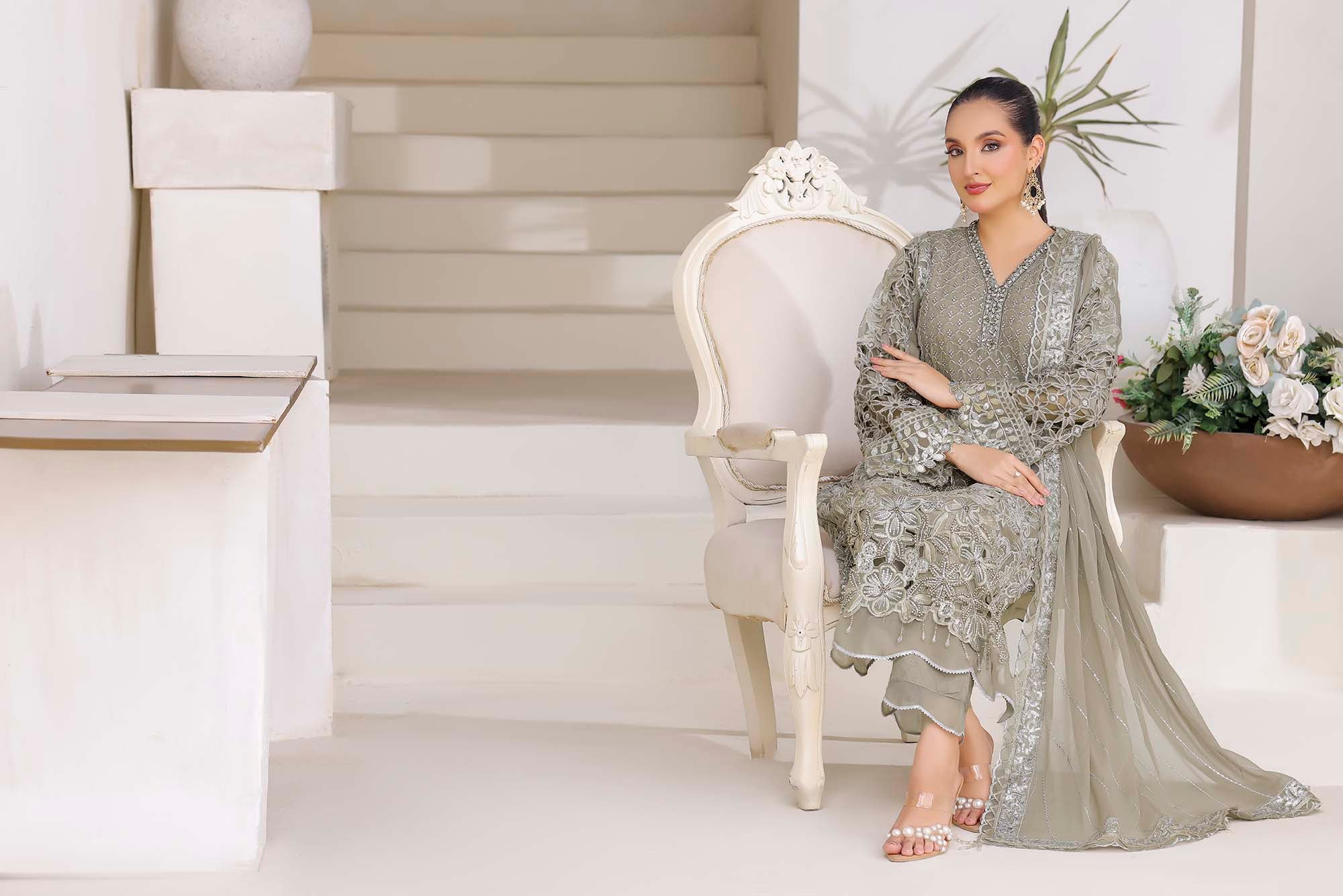 Ayleen Sage Green: Modern Serenity Embroidered Outfit