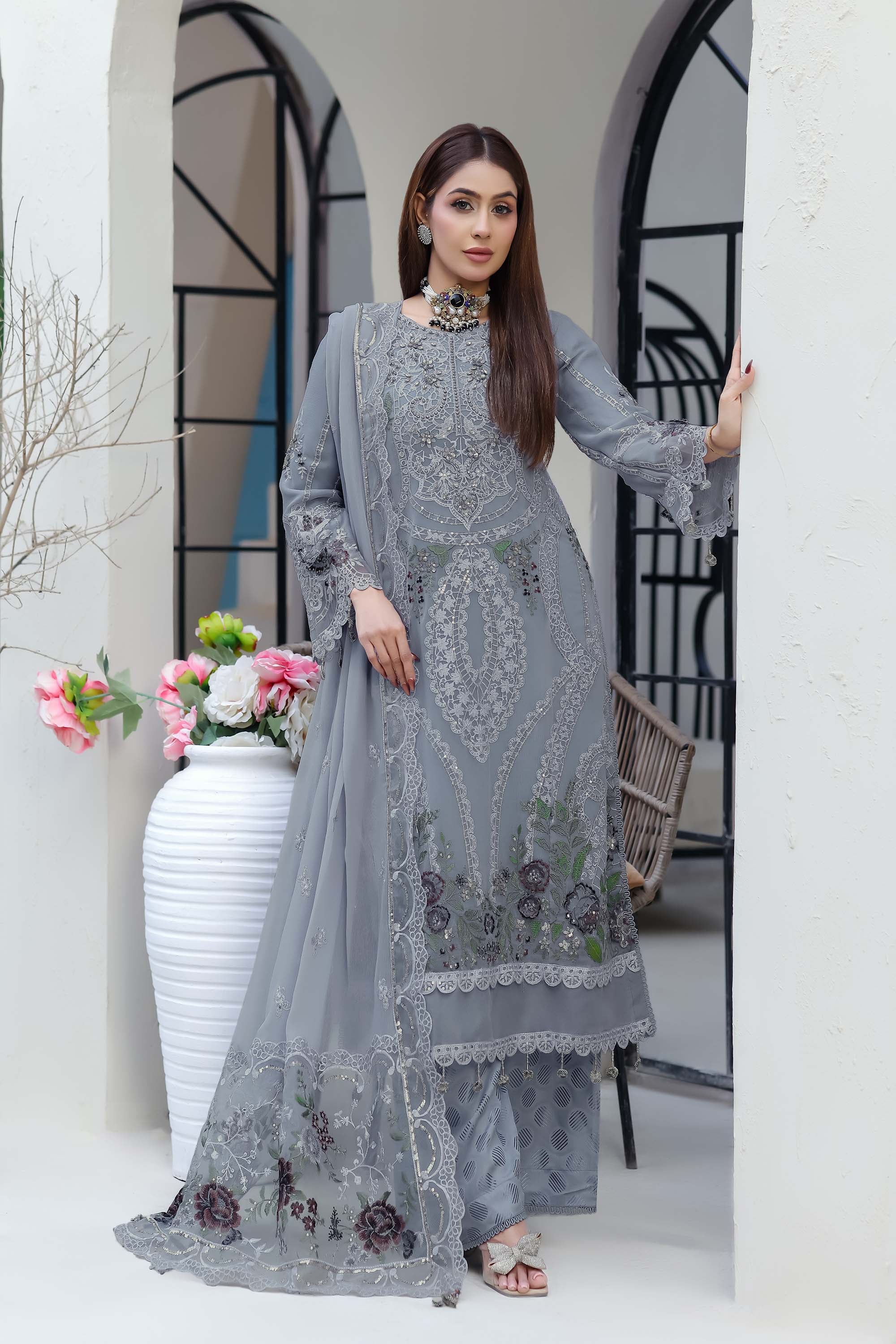 Zaib-o-Zeenat Luxury Formals – Steel Grey