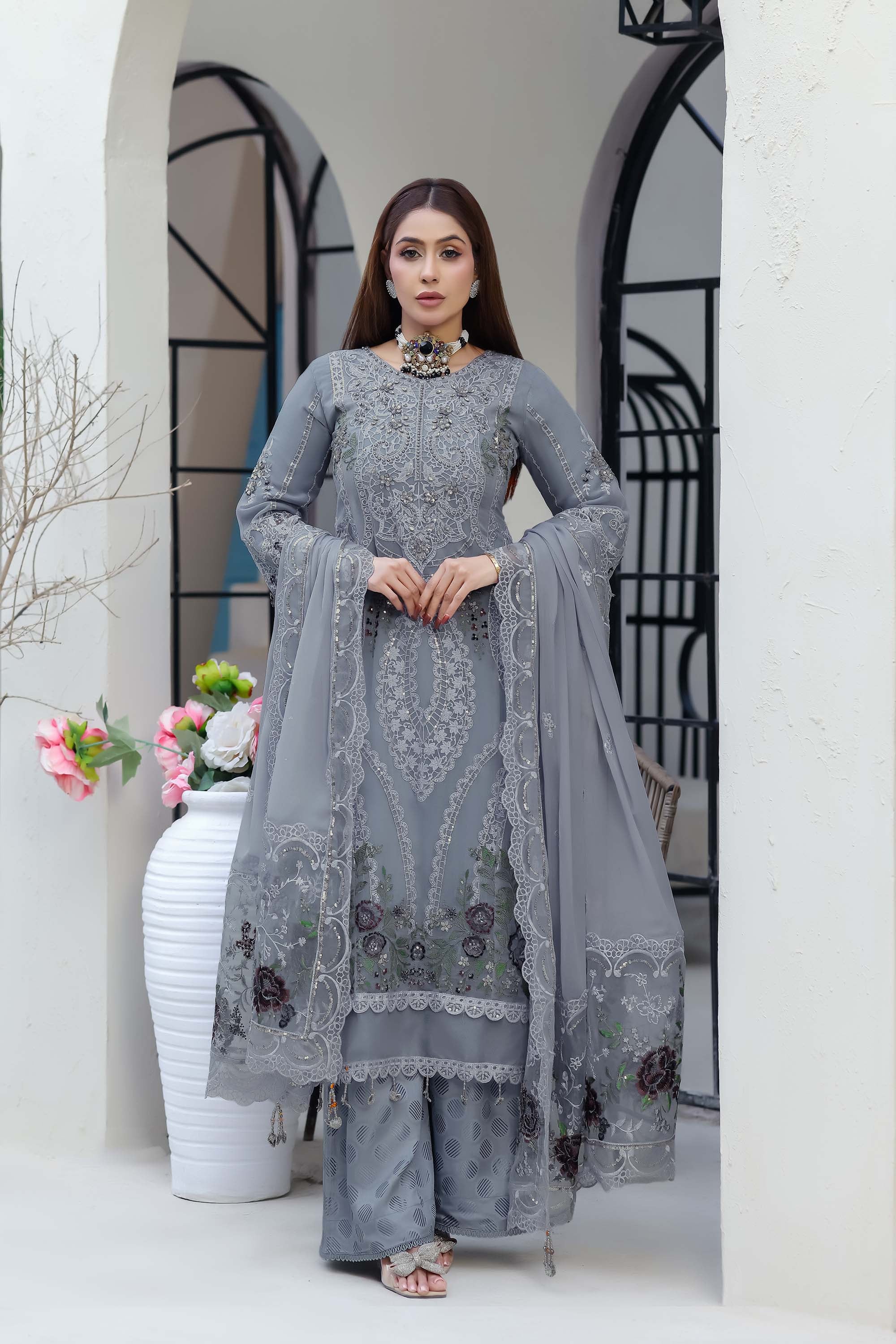 Zaib-o-Zeenat Luxury Formals – Steel Grey