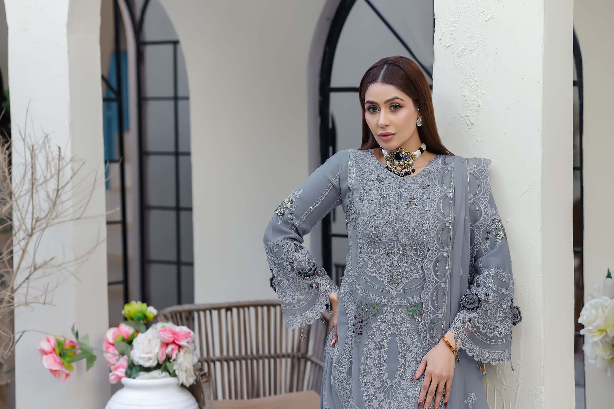 Zaib-o-Zeenat Luxury Formals – Steel Grey