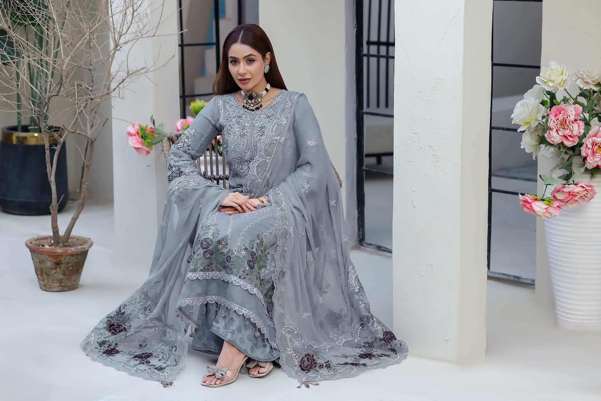Zaib-o-Zeenat Luxury Formals – Steel Grey