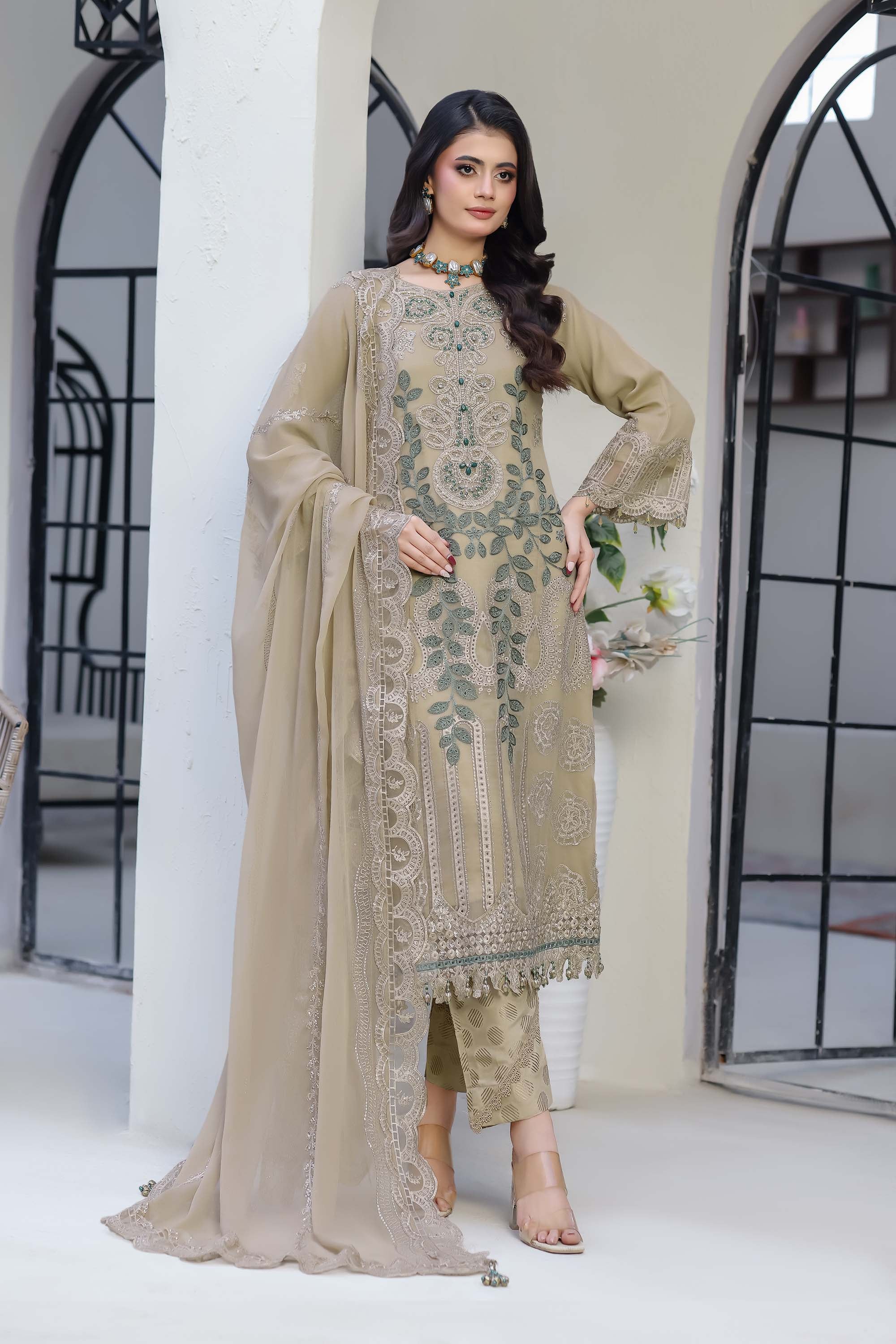 Zaib-o-Zeenat Festive Wear – Sage Olive