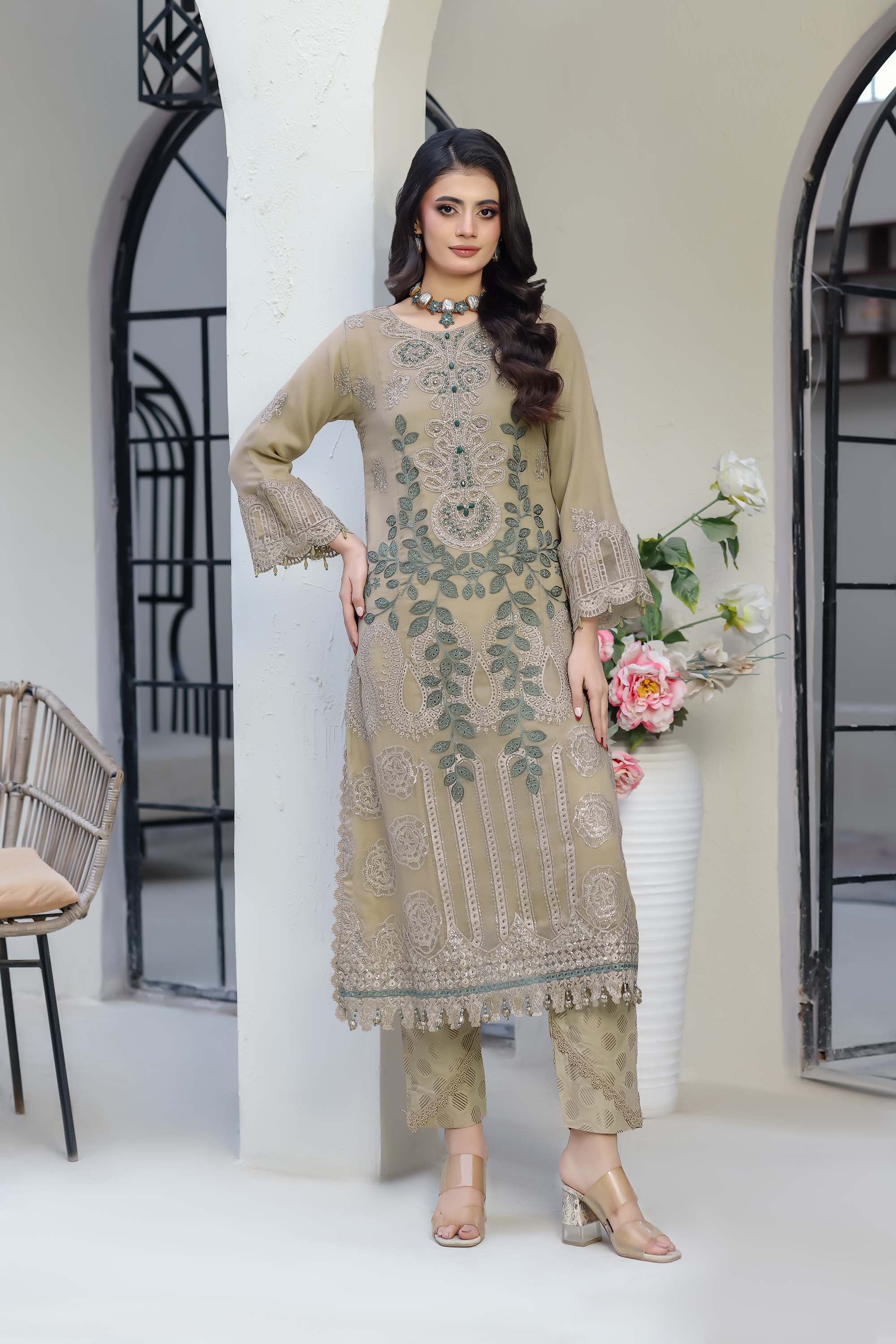 Zaib-o-Zeenat Festive Wear – Sage Olive