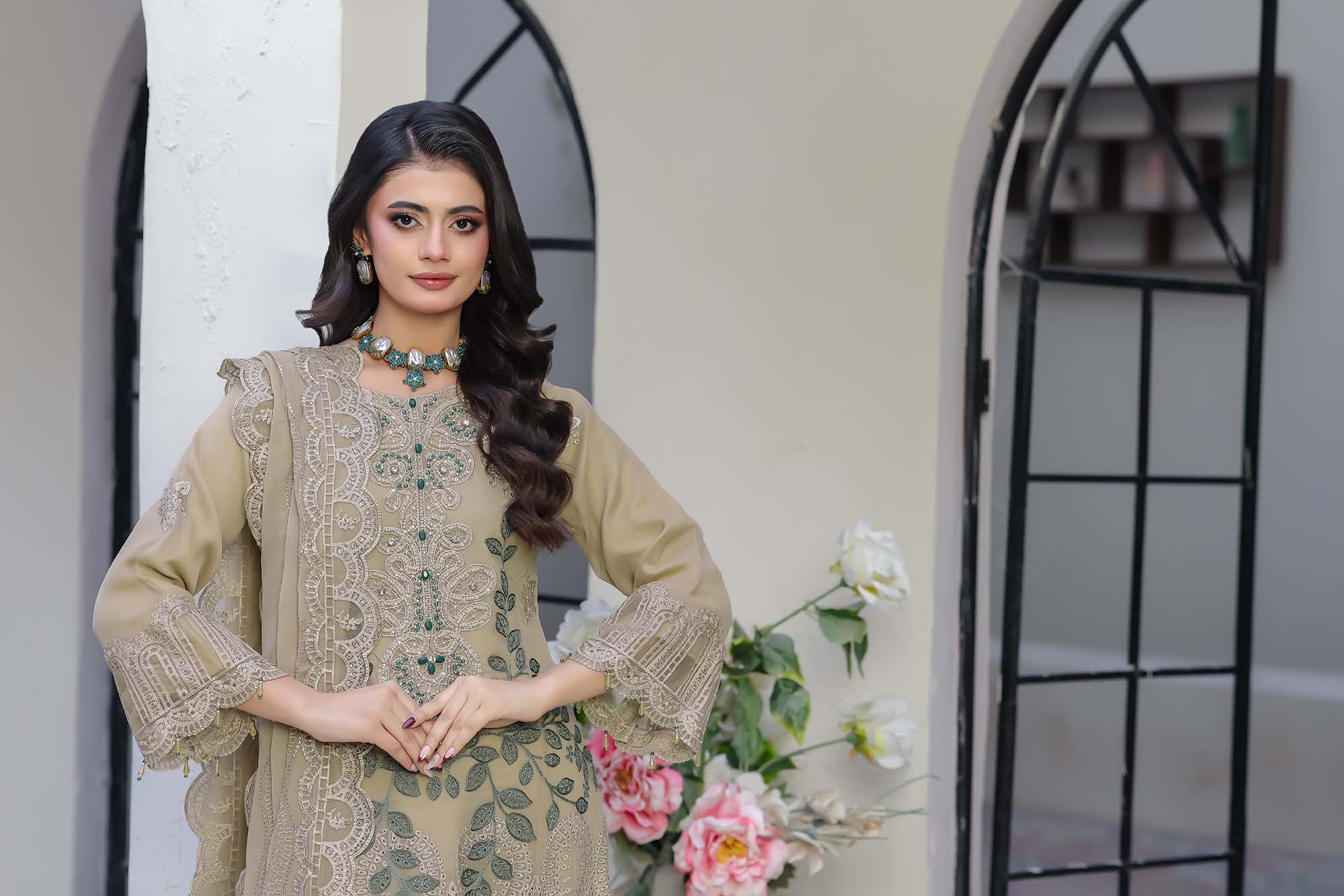 Zaib-o-Zeenat Festive Wear – Sage Olive
