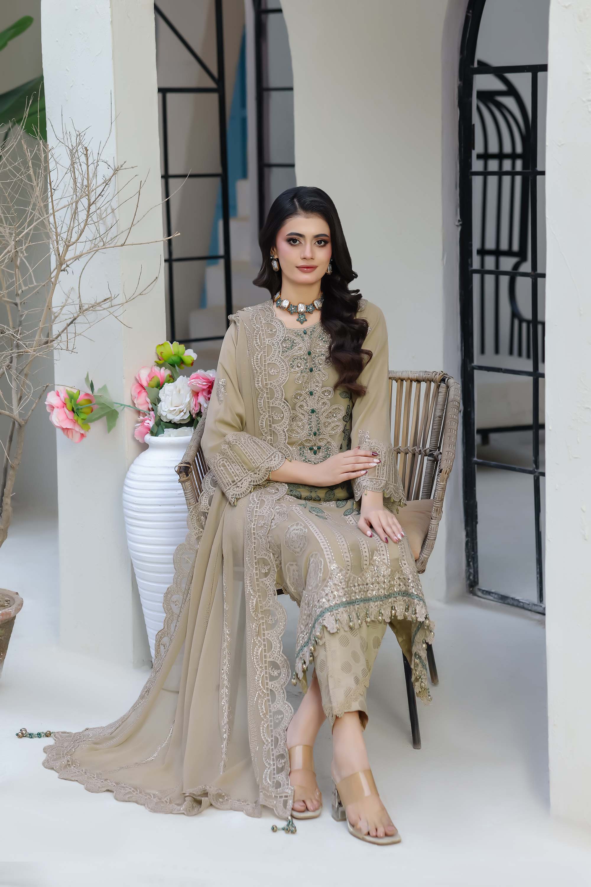 Zaib-o-Zeenat Festive Wear – Sage Olive
