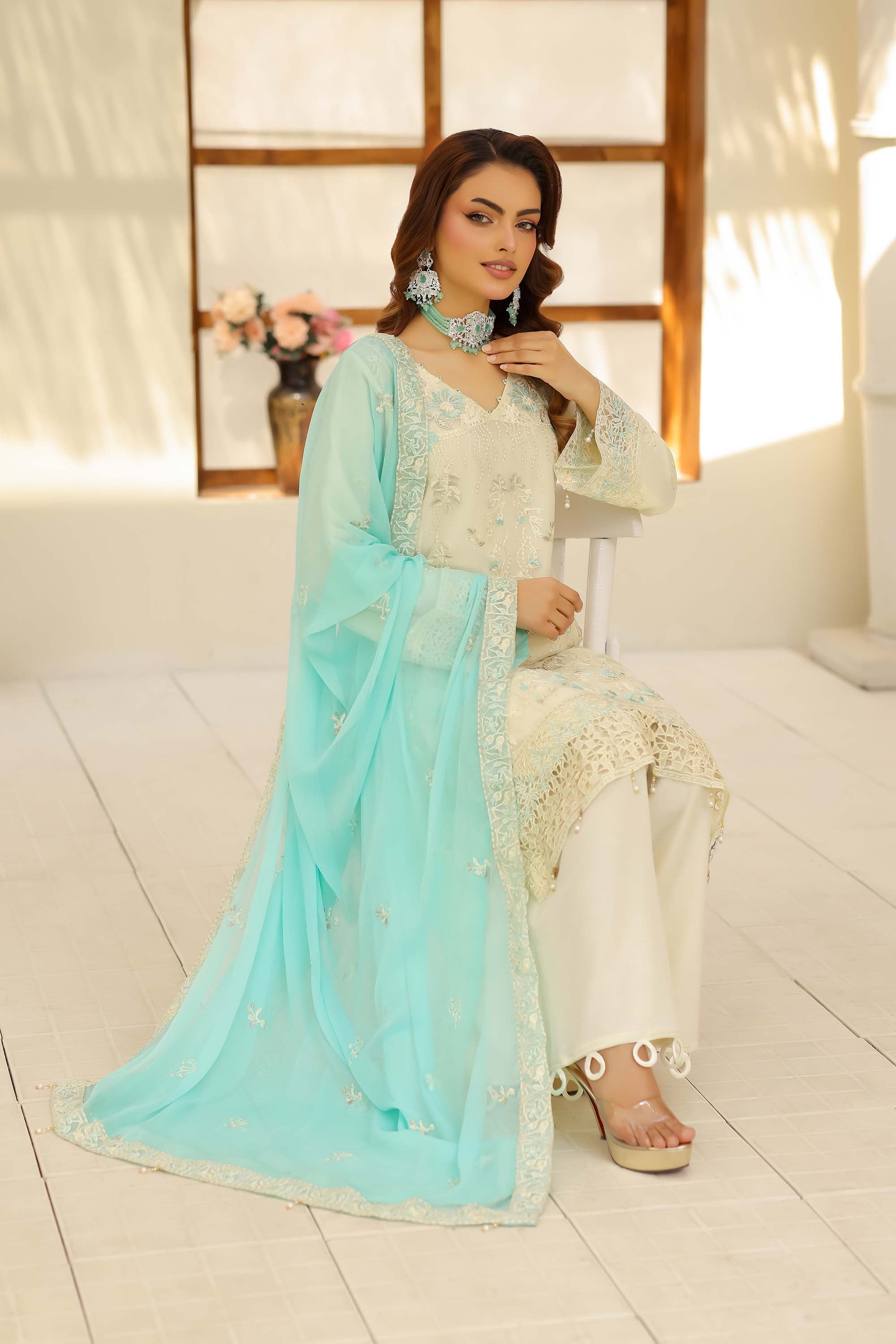 Sayyara – Mint Ivory & Turquoise