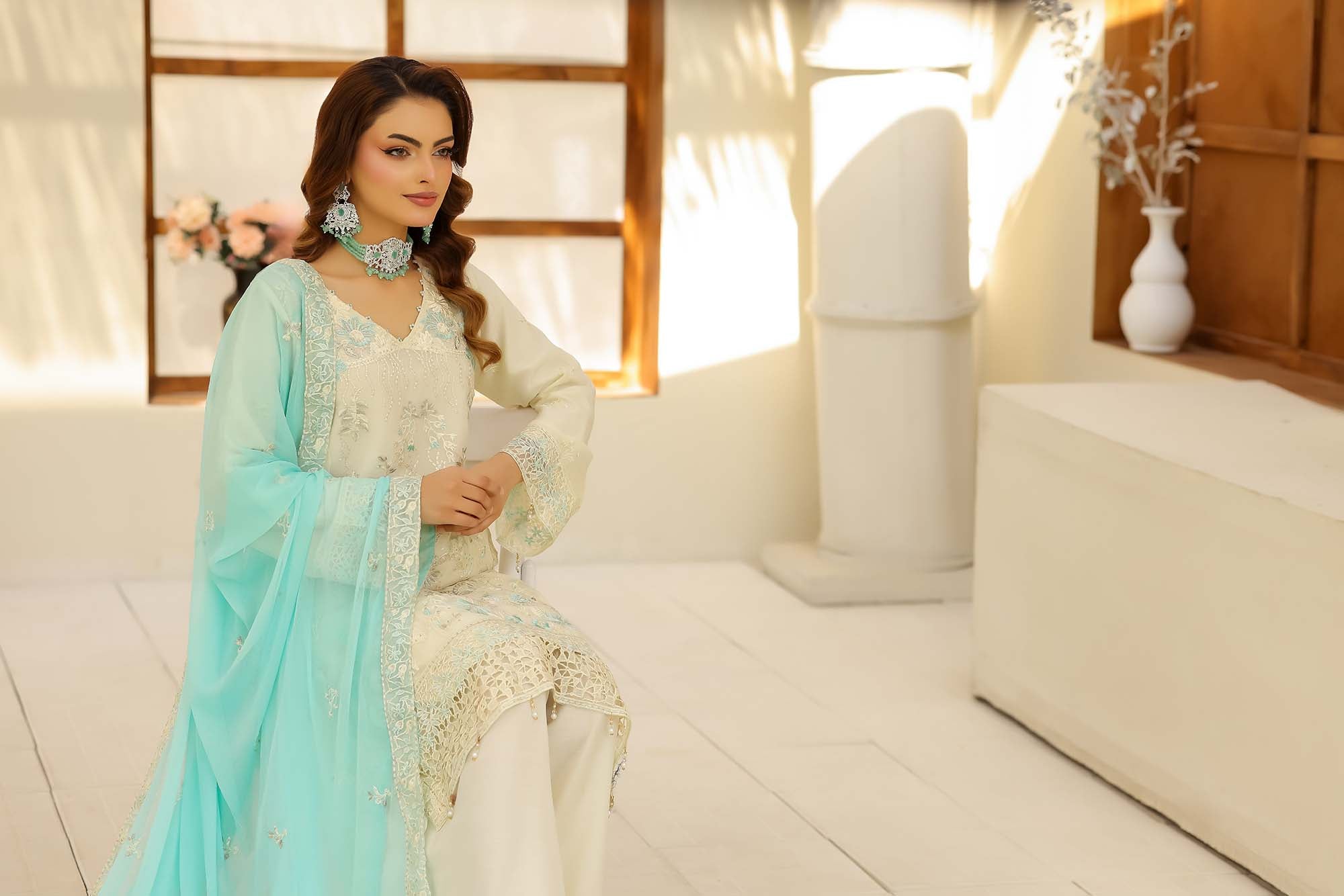 Sayyara – Mint Ivory & Turquoise