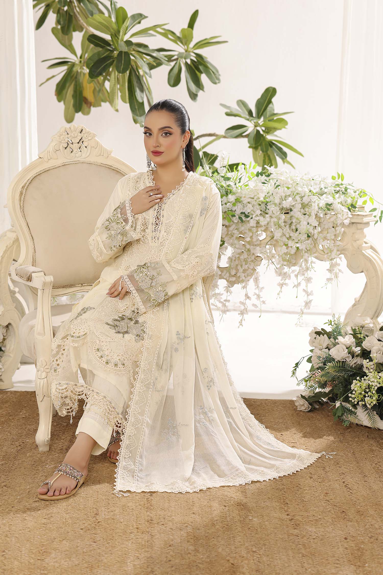 Alara Ivory/Cream Elegant Chiffon Formal Dress