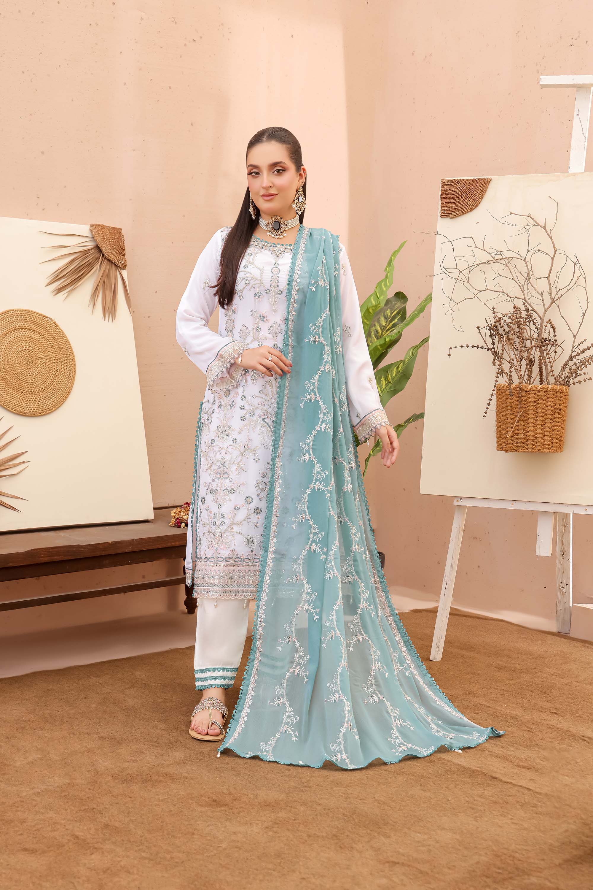 LA Bella White Contrast – Aqua Blue