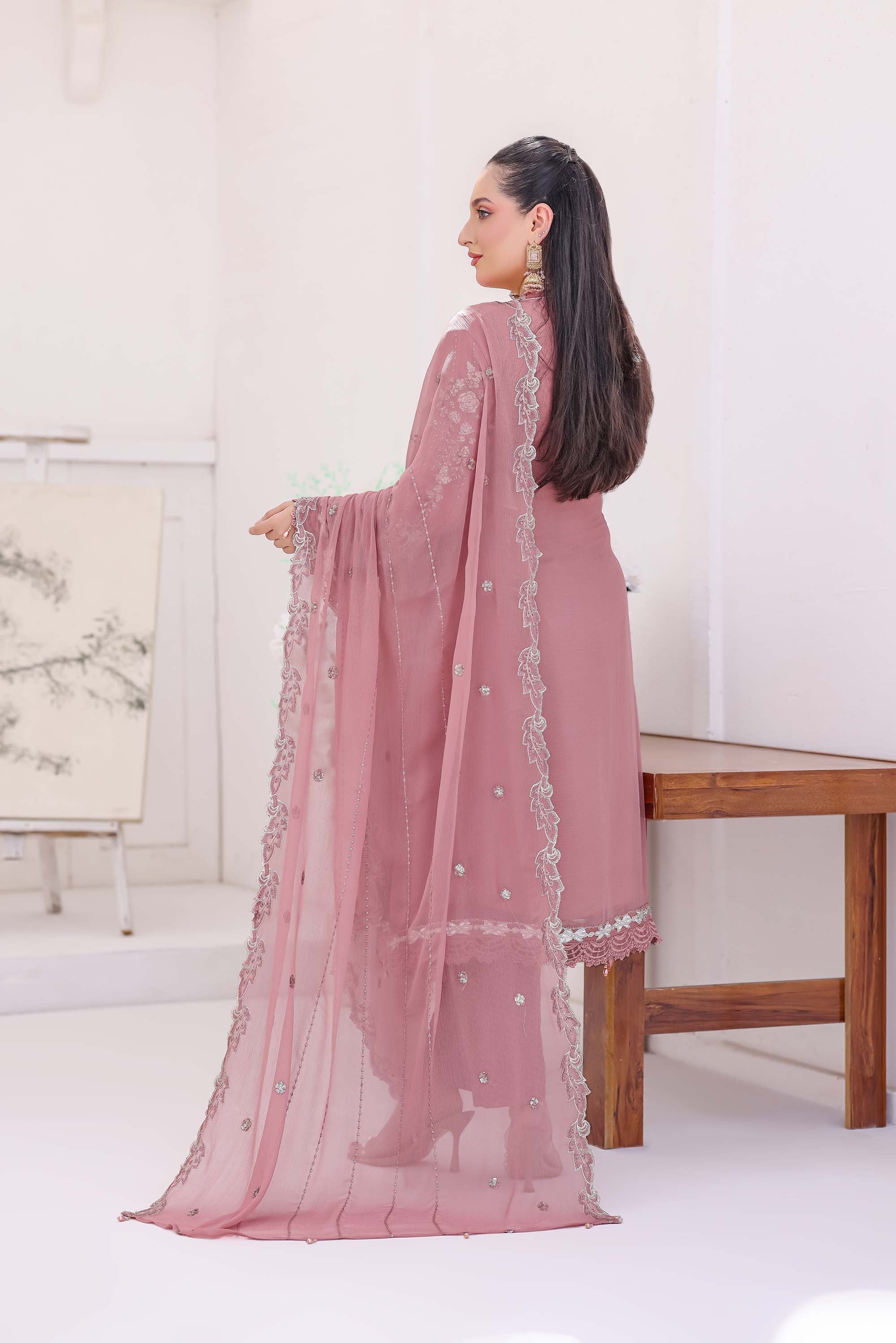 Rosewood Blush Chiffon Formal Suit