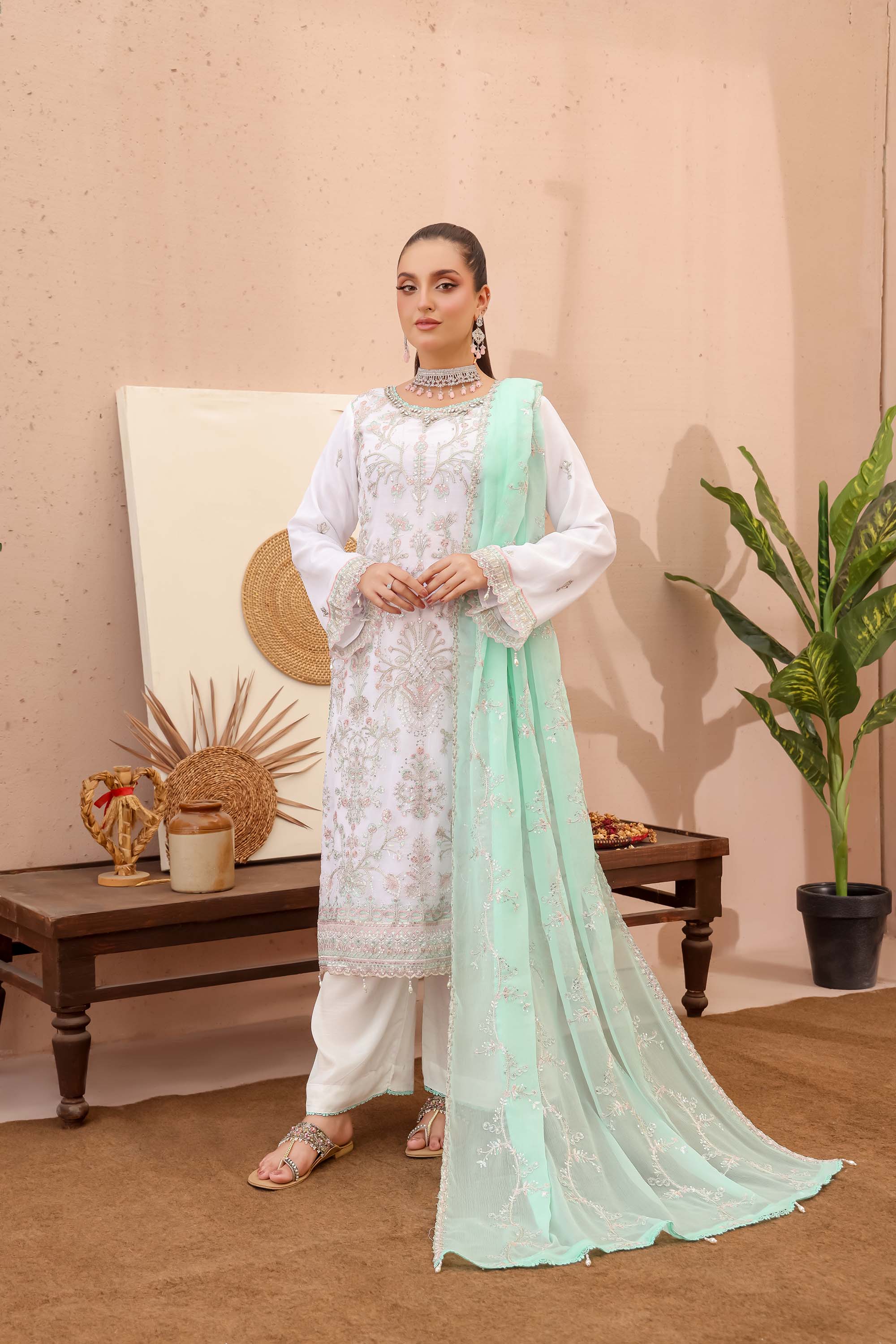 LA Bella White Contrast – Mint Green