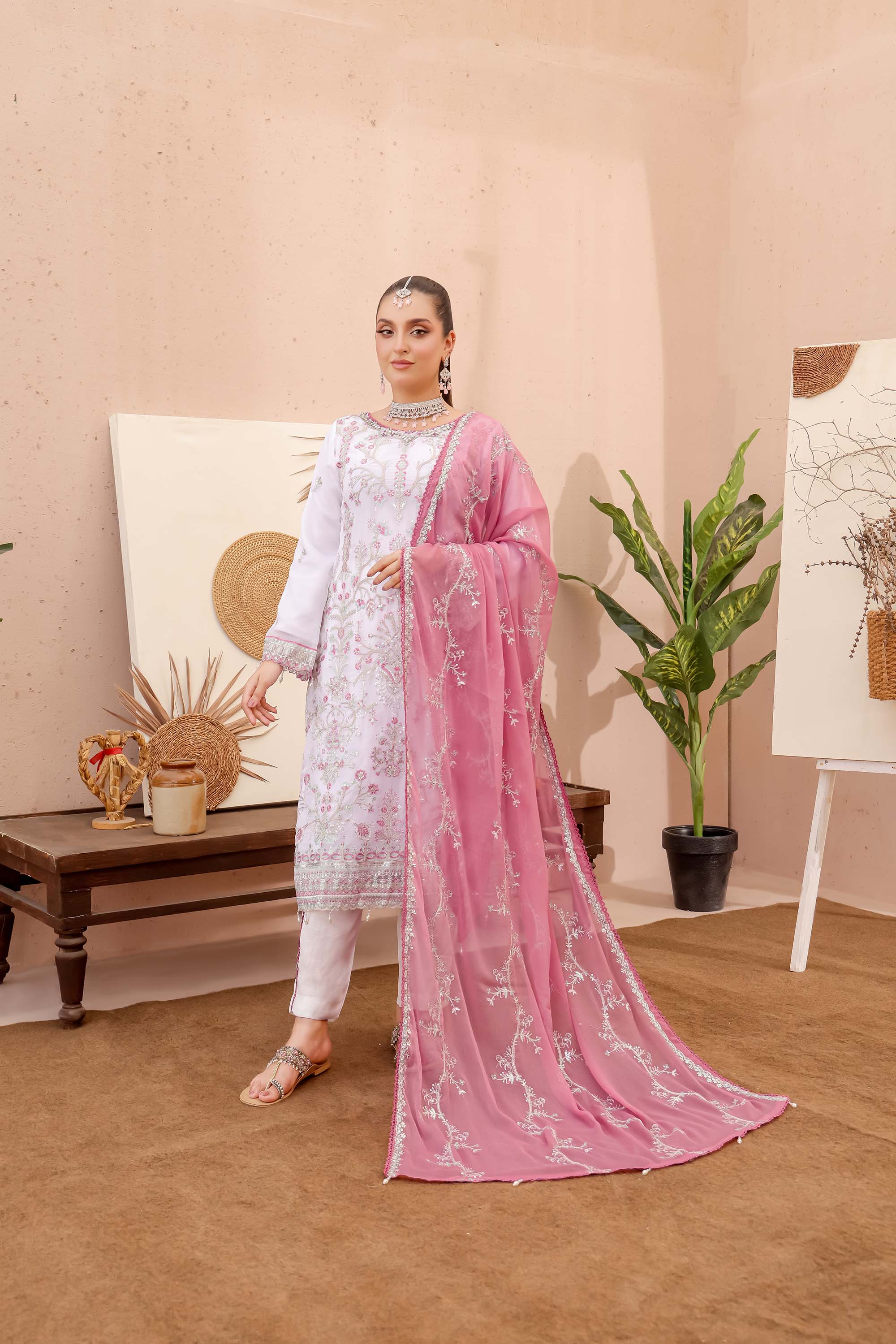 LA Bella White Contrast – Rose Pink