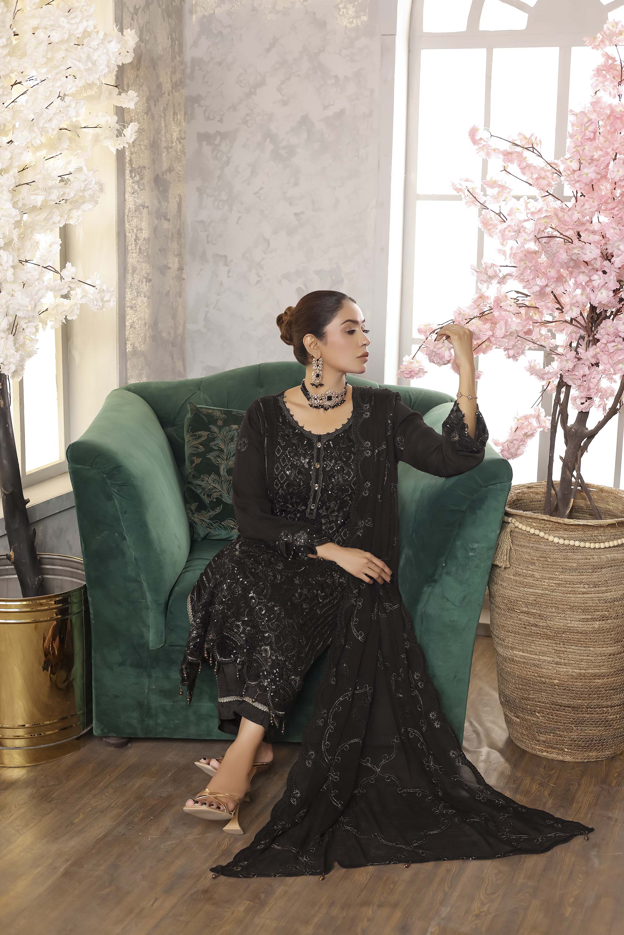 Azure Signature Embroidered Suit – Midnight Onyx