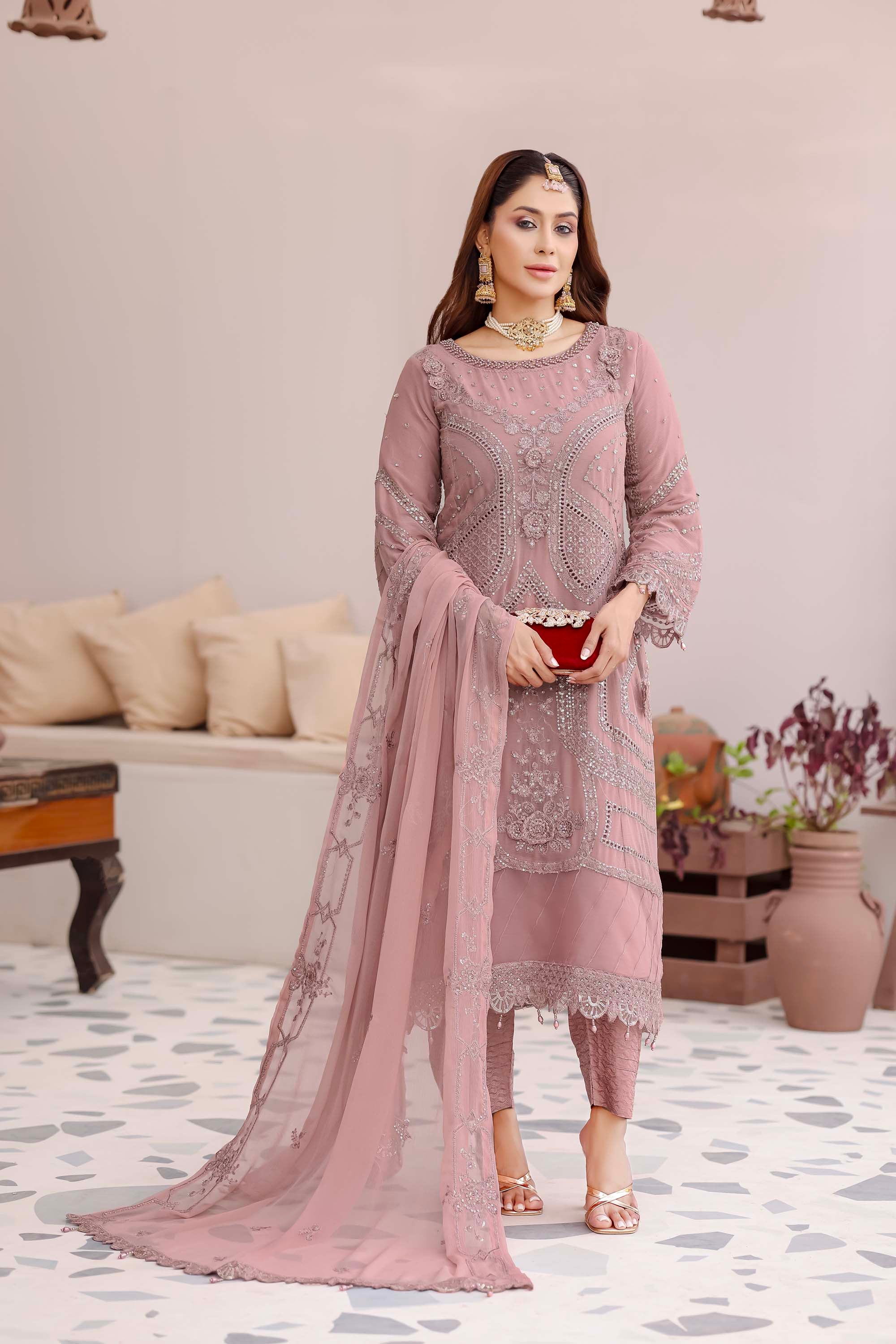 Dusty Rose Mauve Chiffon Formal Dress - Ballerina Collection