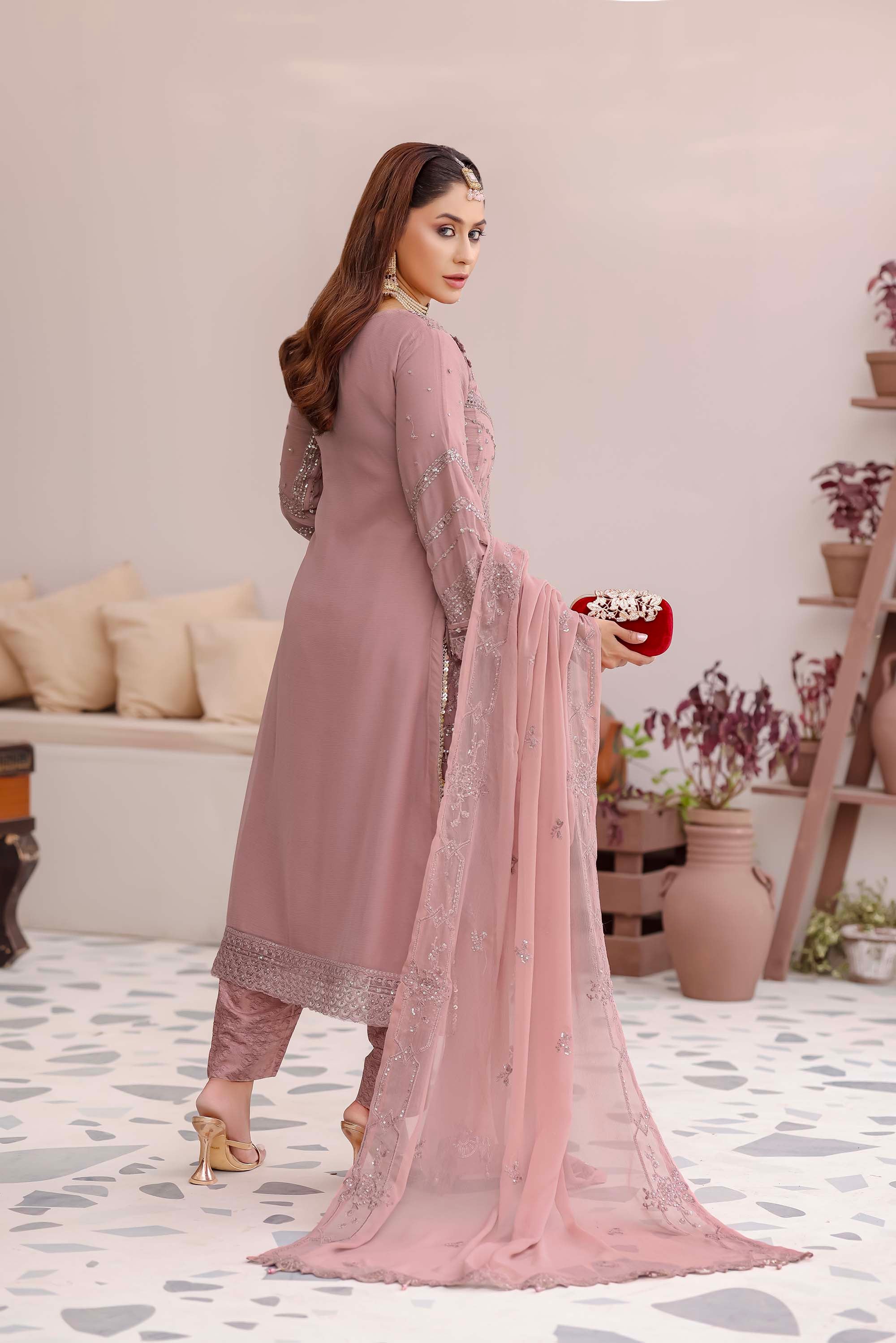 Dusty Rose Mauve Chiffon Formal Dress - Ballerina Collection