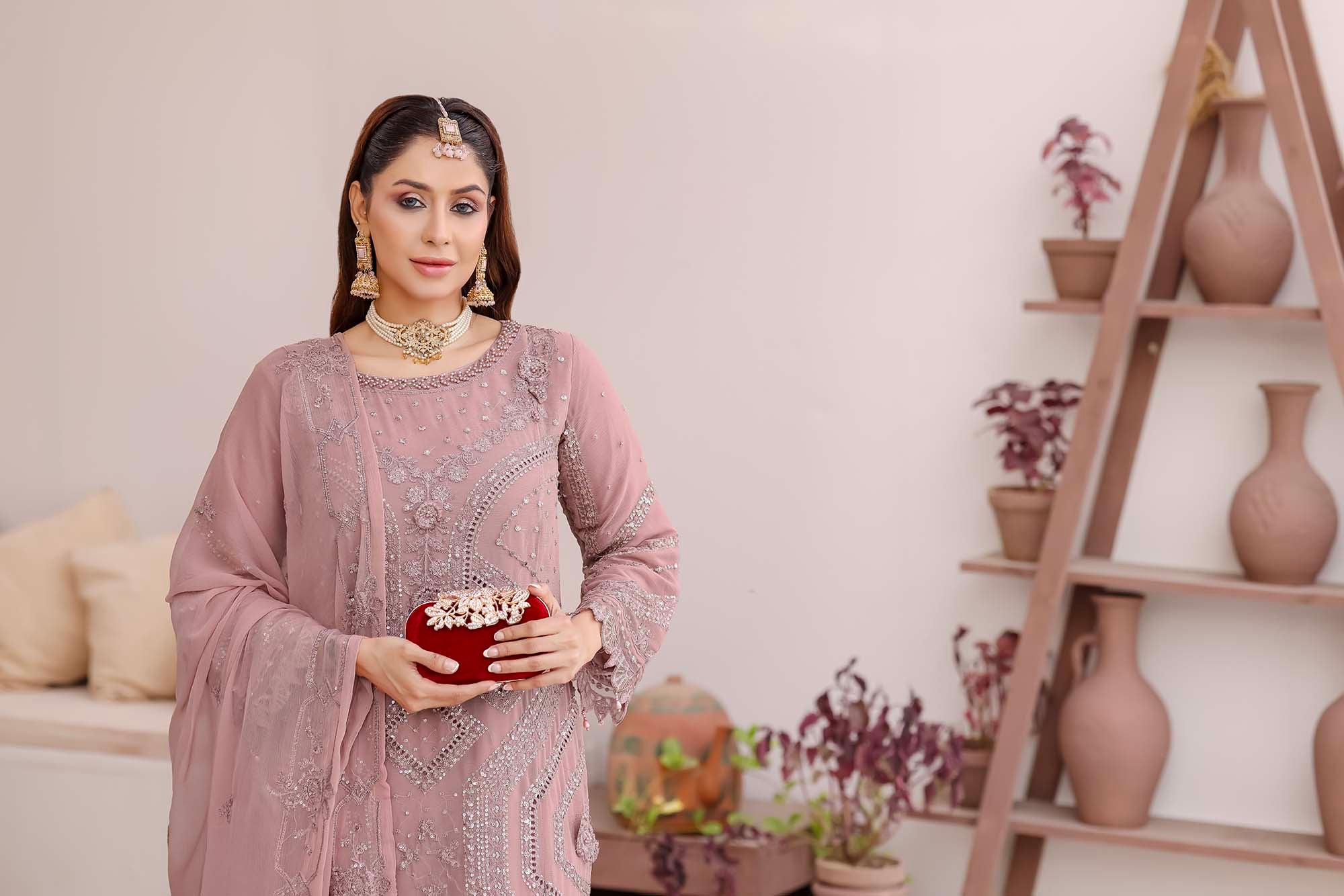 Dusty Rose Mauve Chiffon Formal Dress - Ballerina Collection