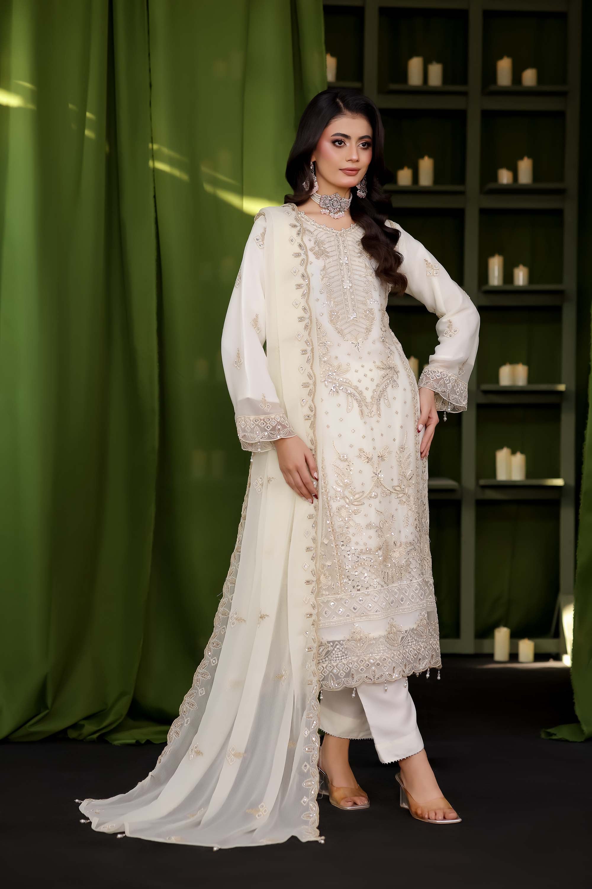 Ashiyana – Pearl Ivory Tone-on-Tone Embroidered Suit