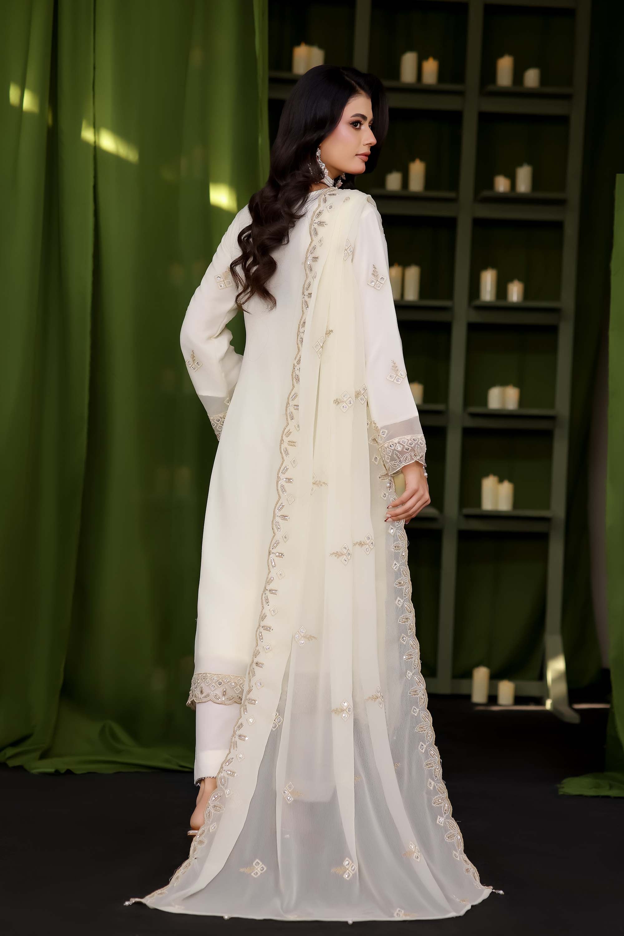 Azure Ethereal Embroidered Suit – Pearl Ivory