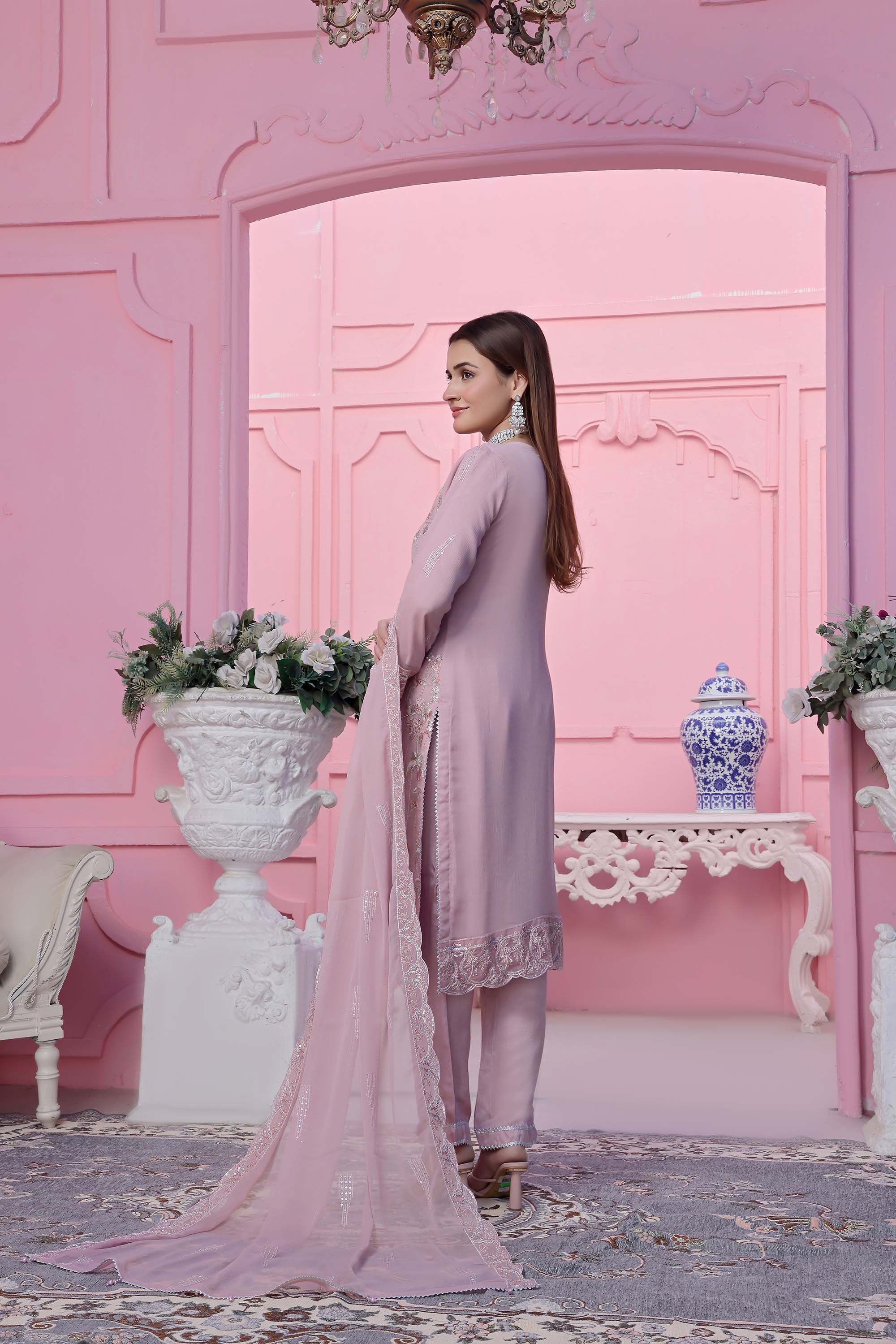 Azure Romantic Embroidered Suit – Dusty Rose