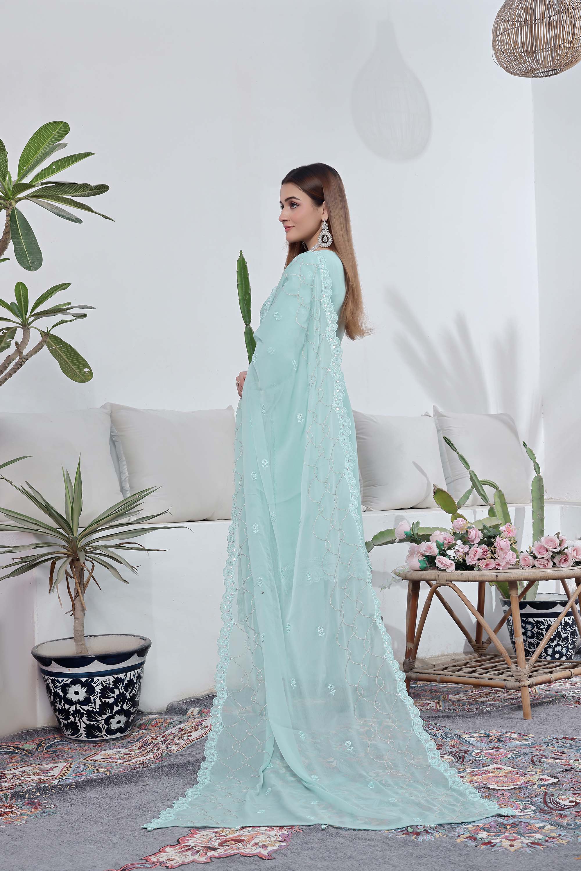 Kehkashan – Mint Aqua Serenity Embroidered Suit