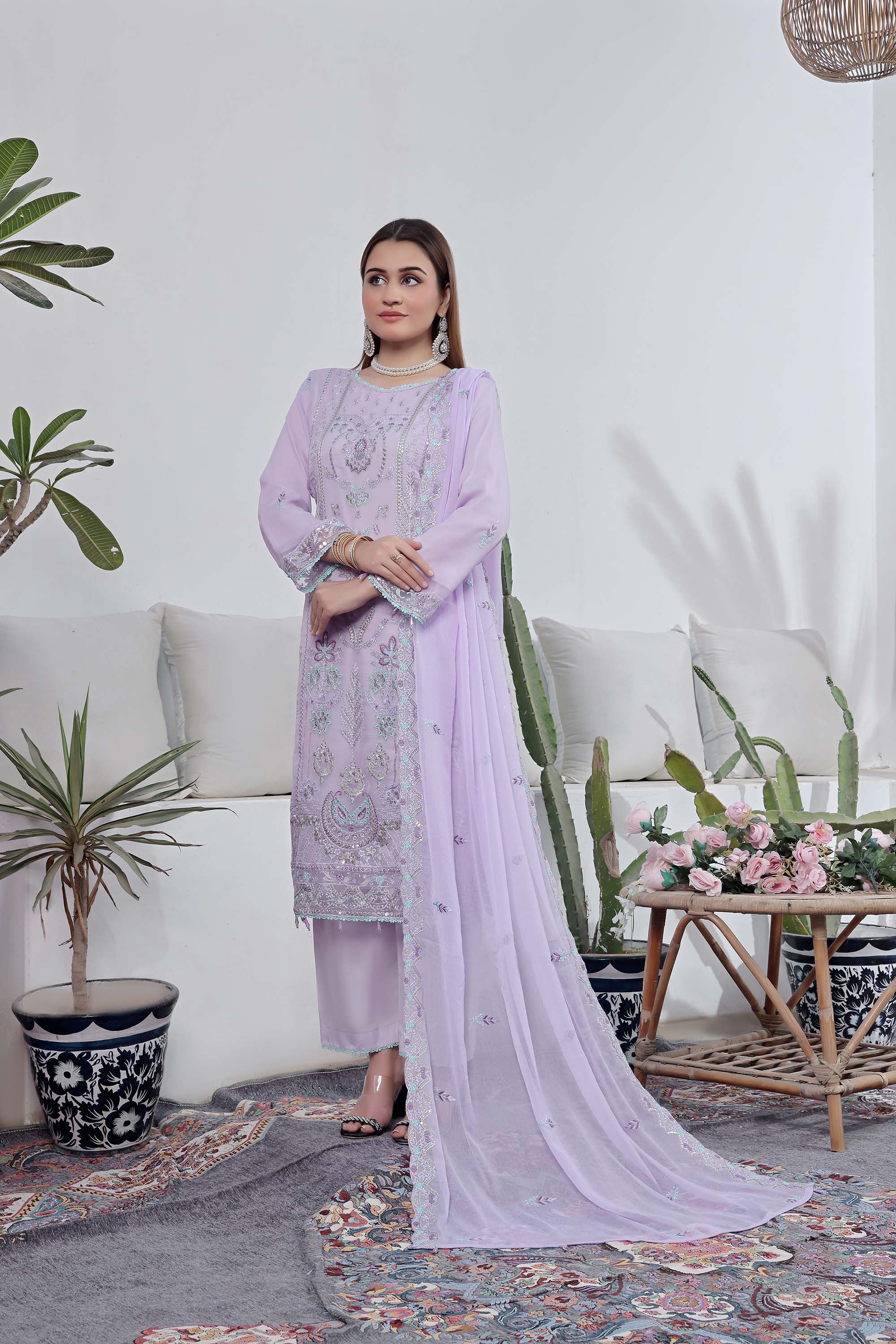 LA GRACE – Lilac Lavender Embroidered Formal Suit