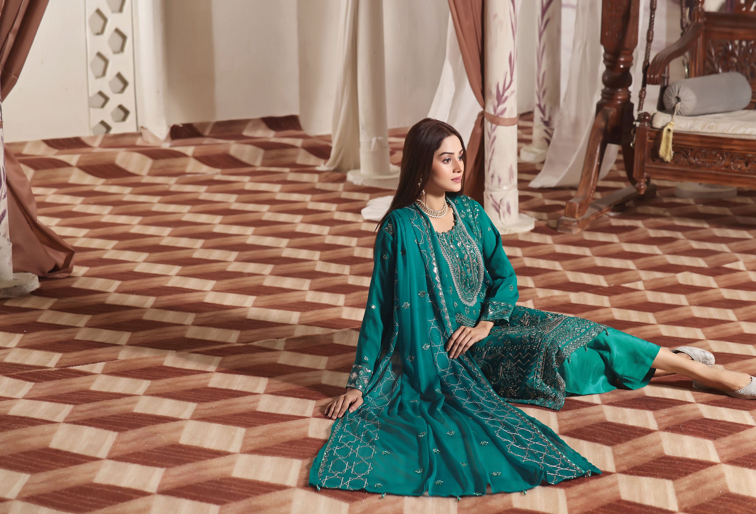 DN BK - 04 Castleton Green 3 PIECE - EMBROIDERED Semi-stitched Chiffon Suit