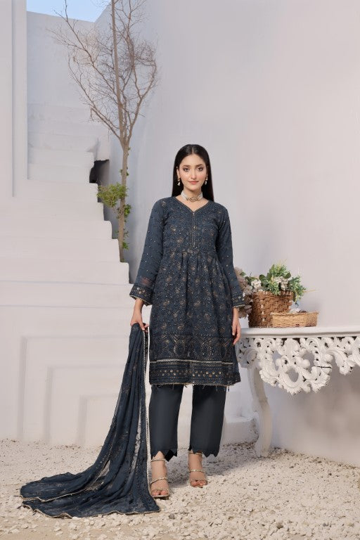 Elegant Gray Embroidered Suit | Gul Posh Collection