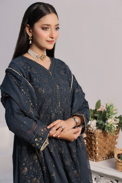 Elegant Gray Embroidered Suit | Gul Posh Collection