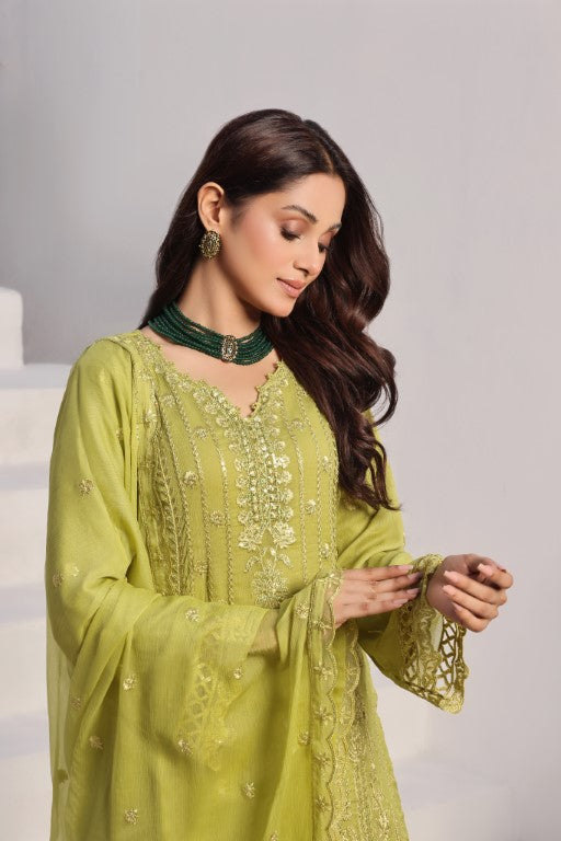 Elegant Olive Embroidered Suit | Gul Posh Collection