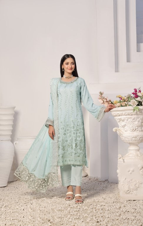 Elegant Powder Blue Embroidered Suit | Gul Posh Collection