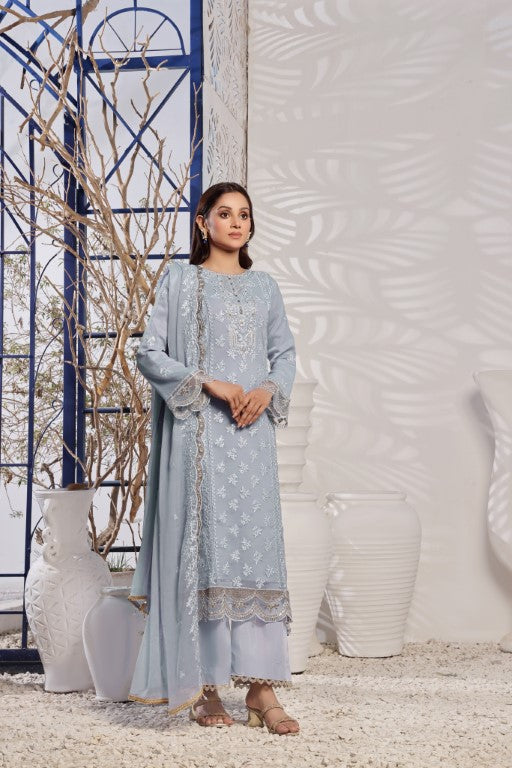 Elegant Silver Gray Embroidered Suit | Gul Posh Collection