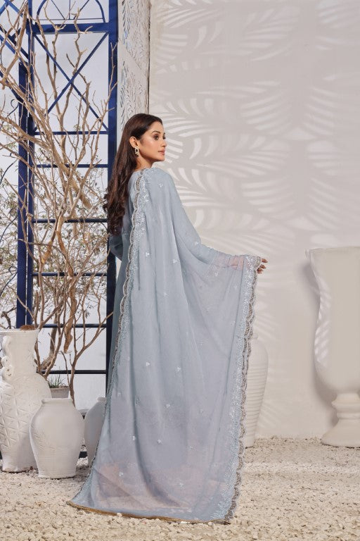 Elegant Silver Gray Embroidered Suit | Gul Posh Collection