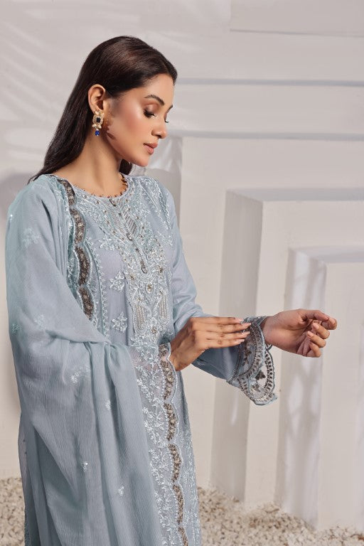 Elegant Silver Gray Embroidered Suit | Gul Posh Collection