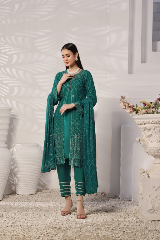 Elegant Deep Green Embroidered Suit | Gul Posh Collection