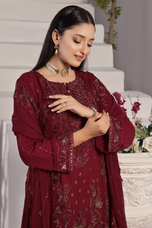 Elegant Maroon Embroidered Suit | Gul Posh Collection