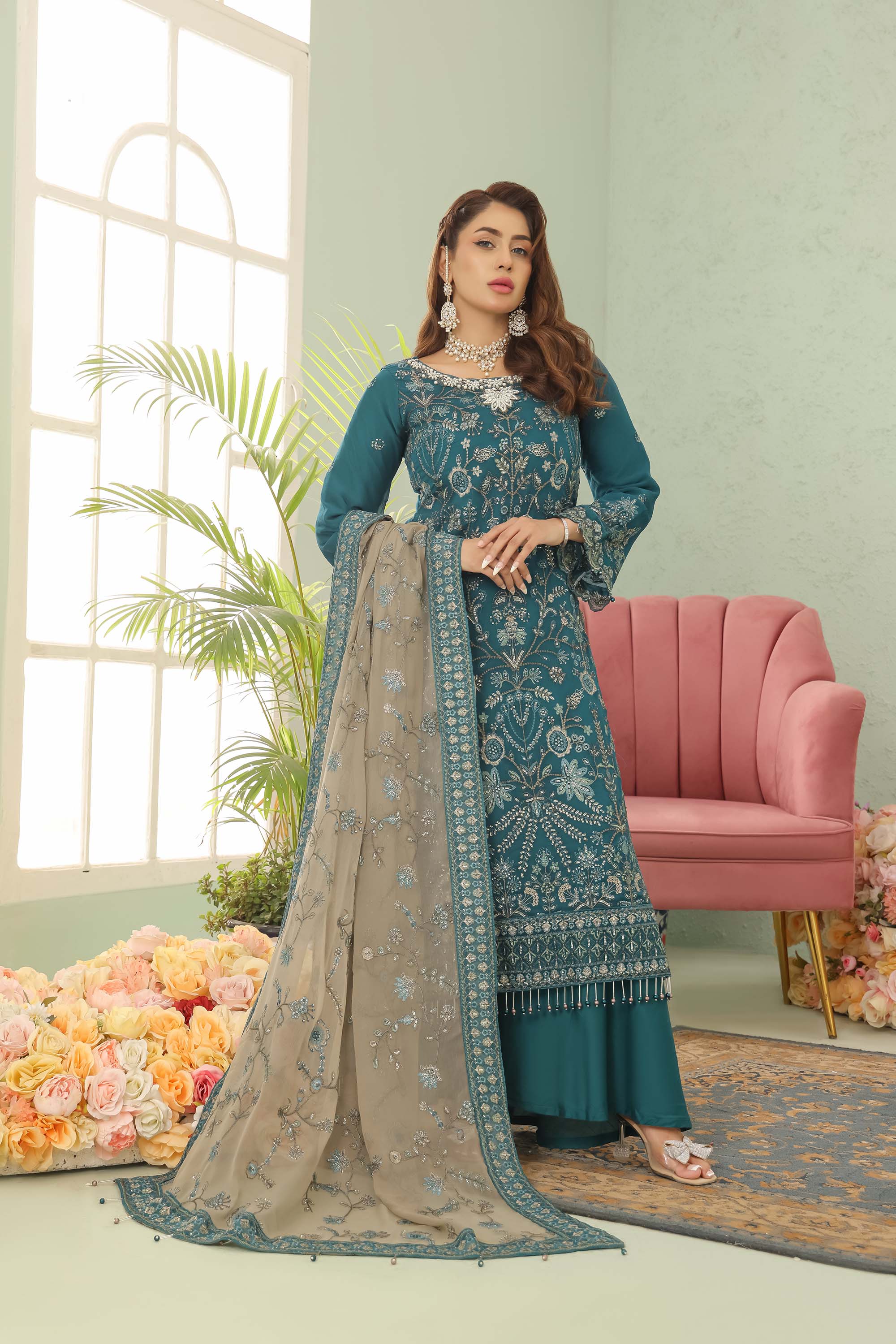 La Bella – Teal Blue & Beige