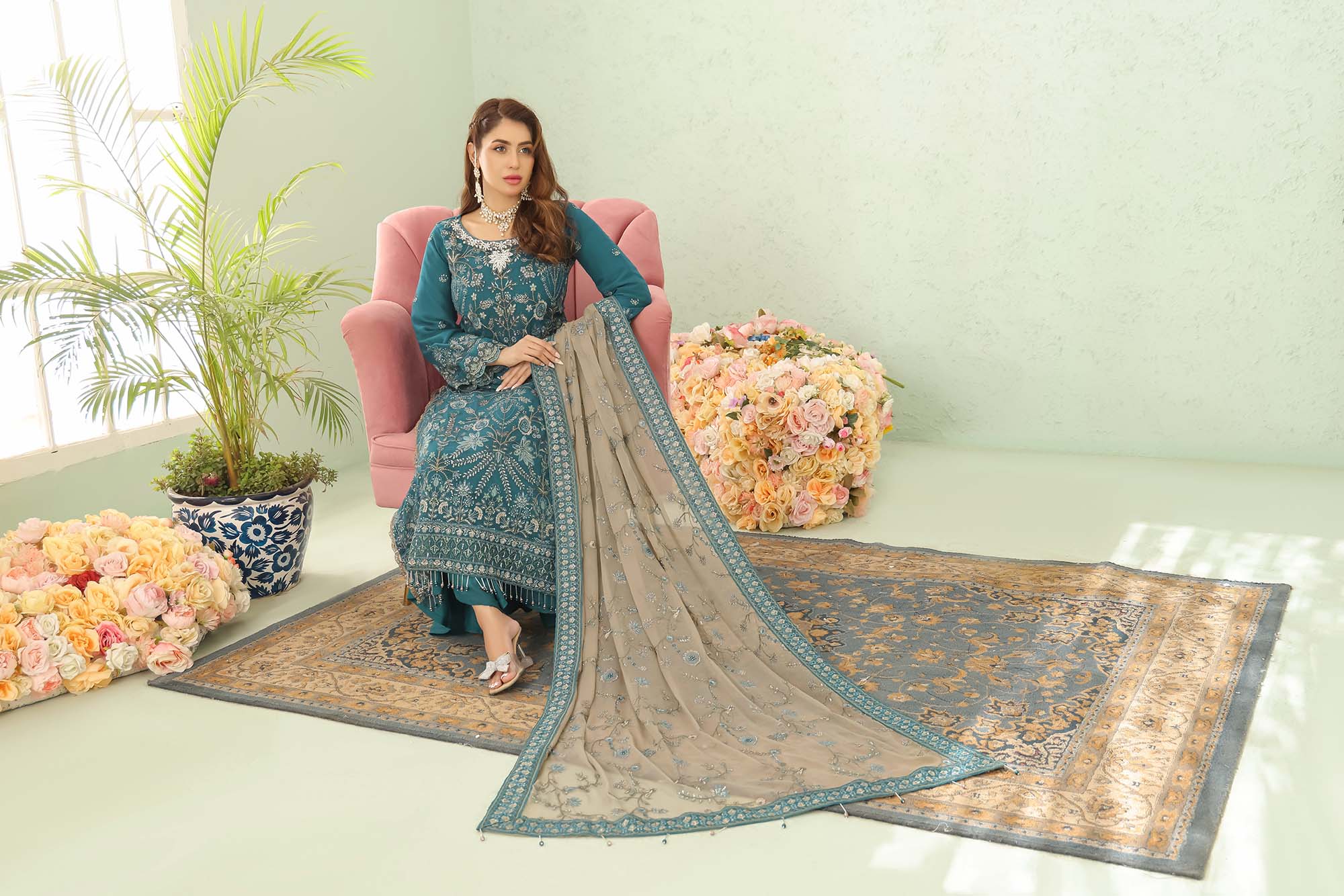 La Bella – Teal Blue & Beige