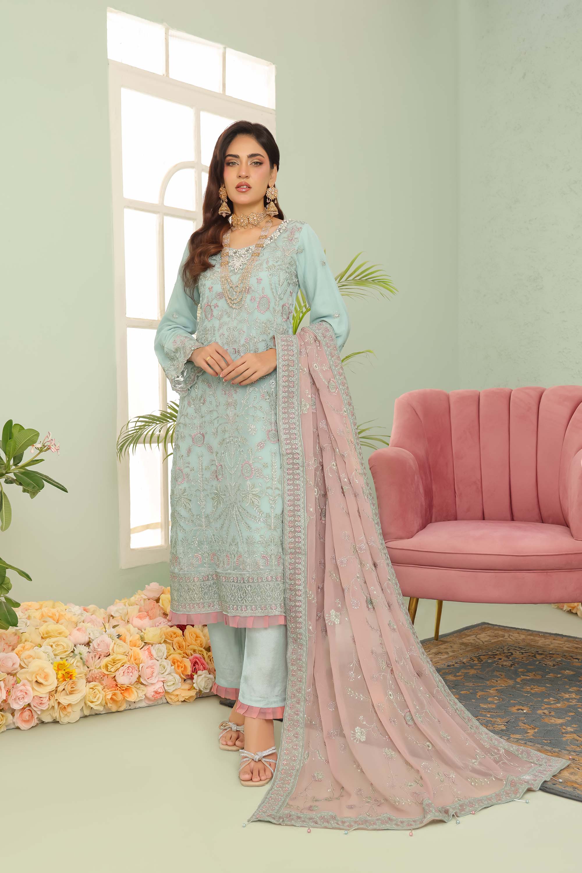 La Bella – Aqua Blue & Blush Pink