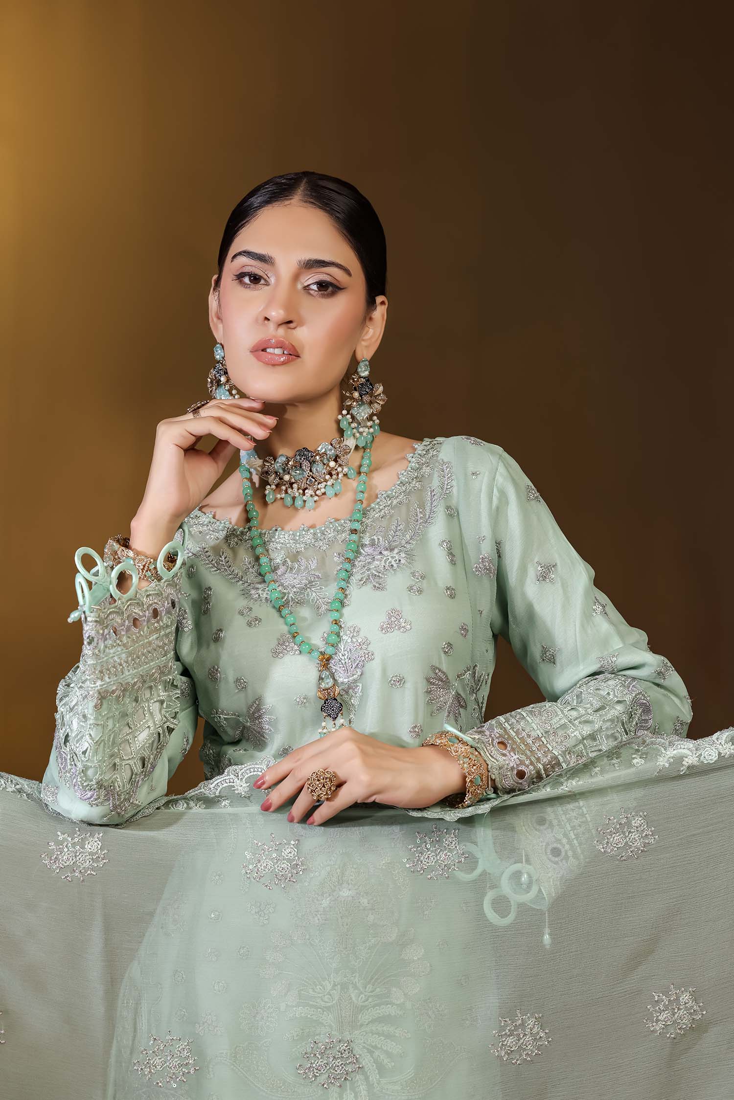 Mint Green Embroidered Suit | Ethereal Formal Wear