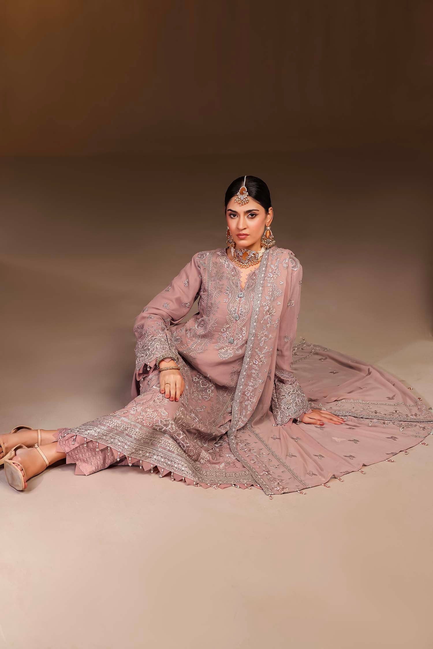 Dusty Rose Pink Embroidered Suit | Vintage Mauve Dream