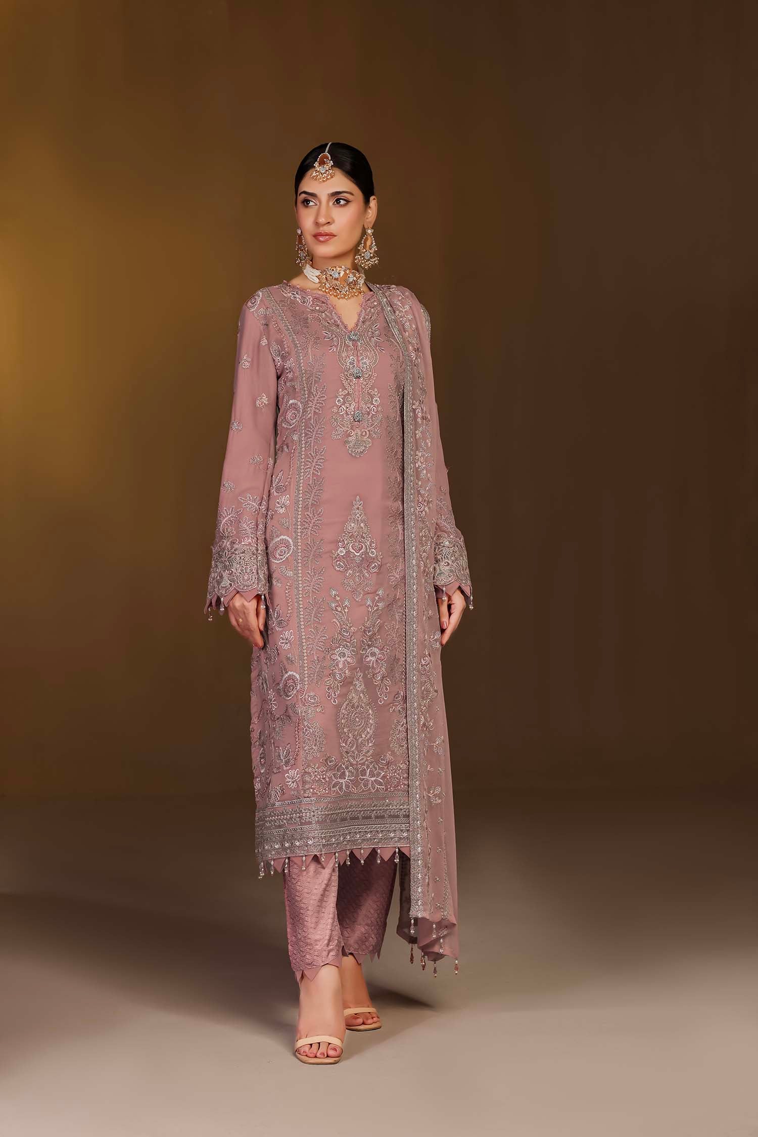 Dusty Rose Pink Embroidered Suit | Vintage Mauve Dream