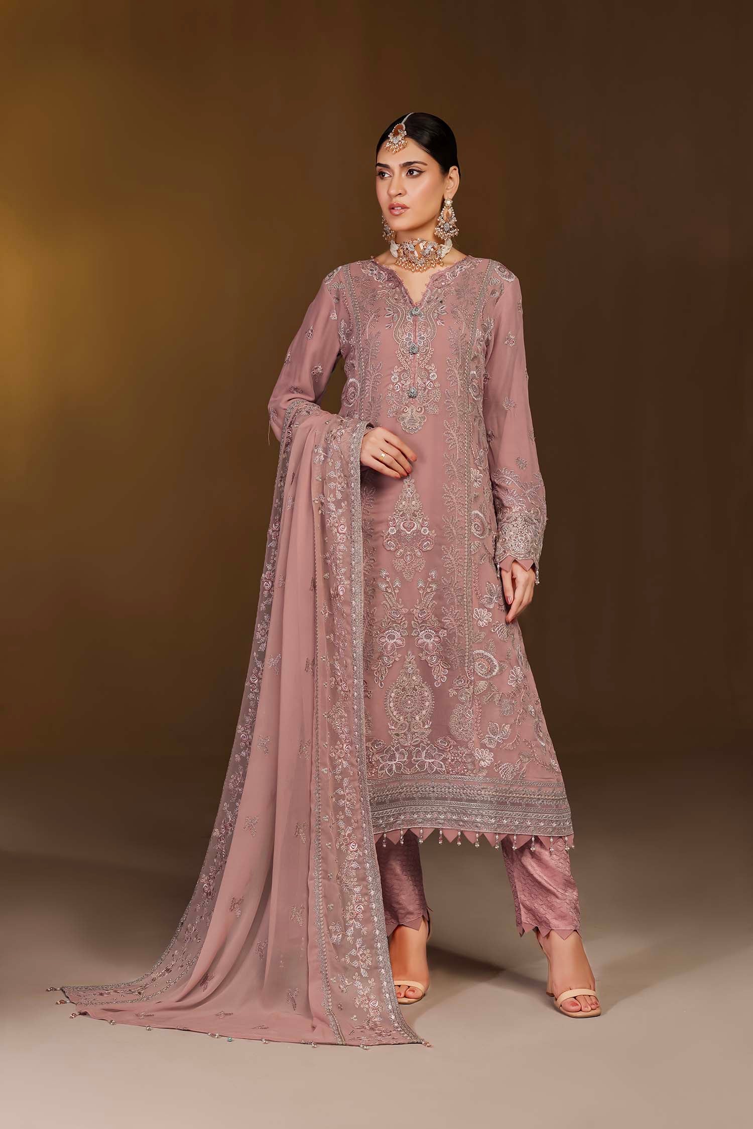 Dusty Rose Pink Embroidered Suit | Vintage Mauve Dream