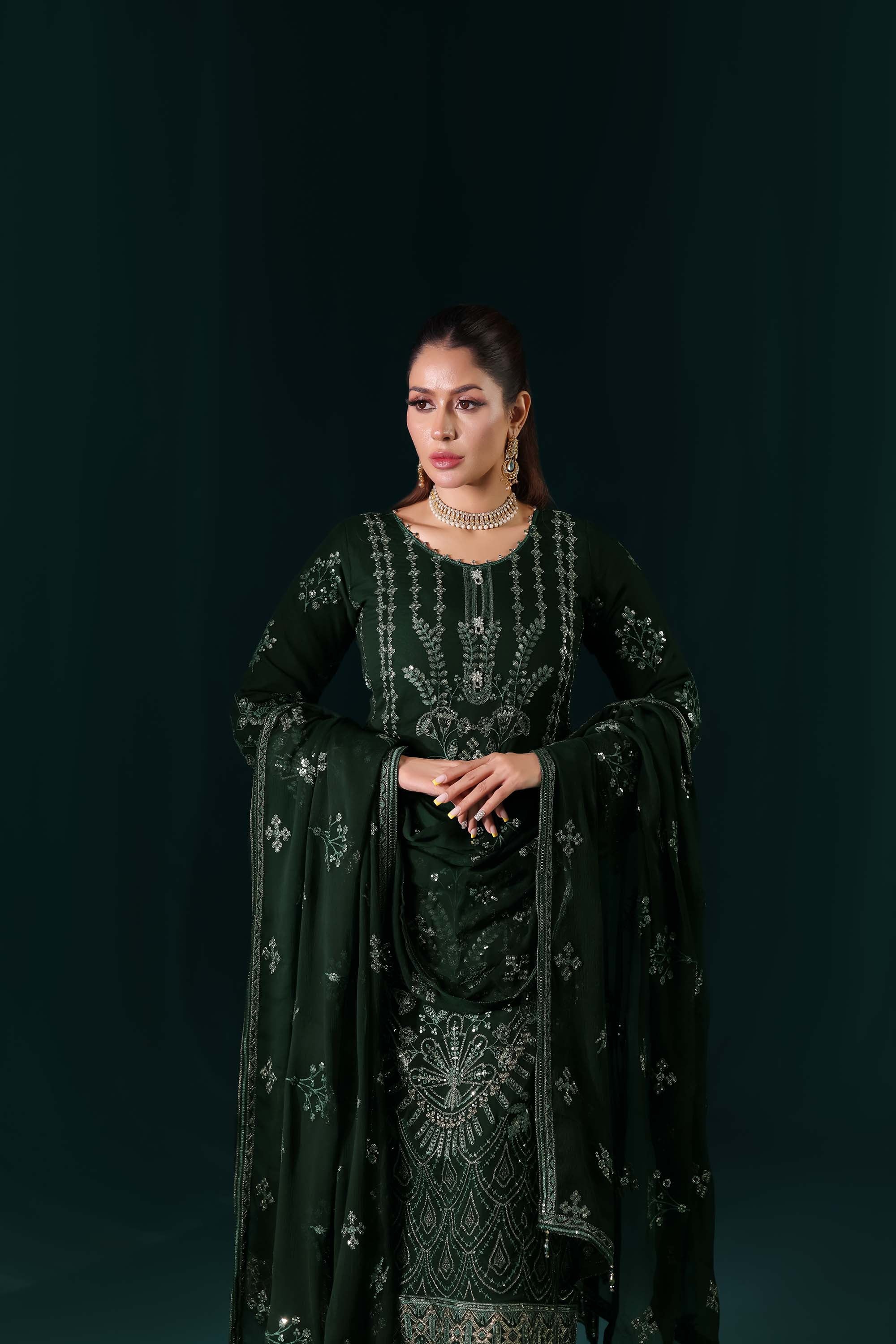 Naqsh: The Royal Jewel | Intense Emerald Formal Suit with All-Over Sequin Sparkle