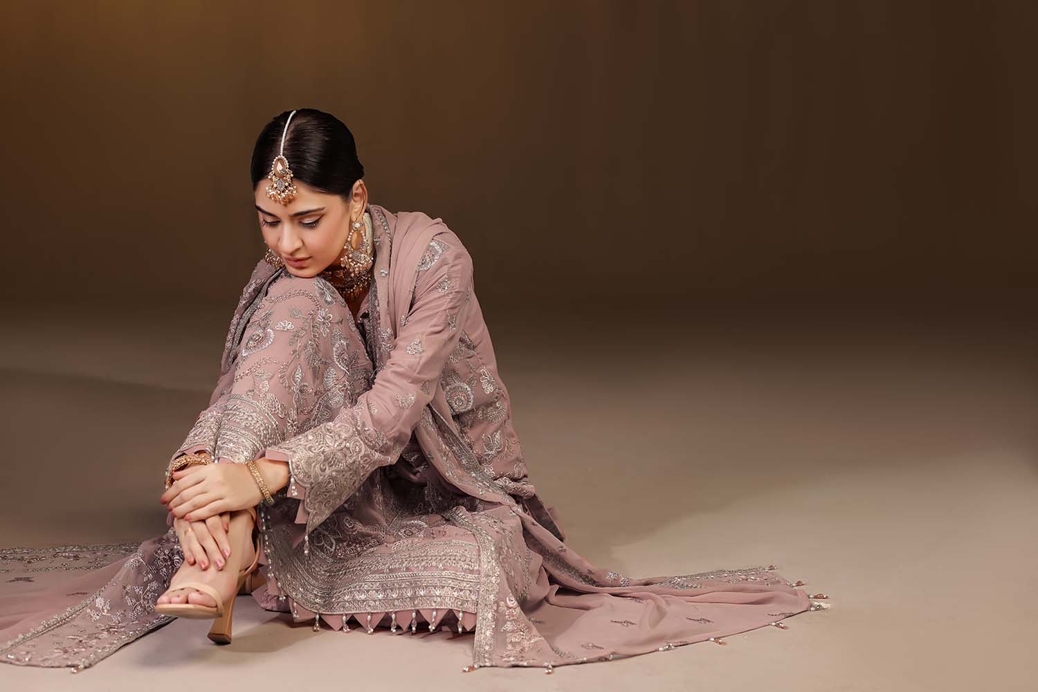 Dusty Rose Pink Embroidered Suit | Vintage Mauve Dream