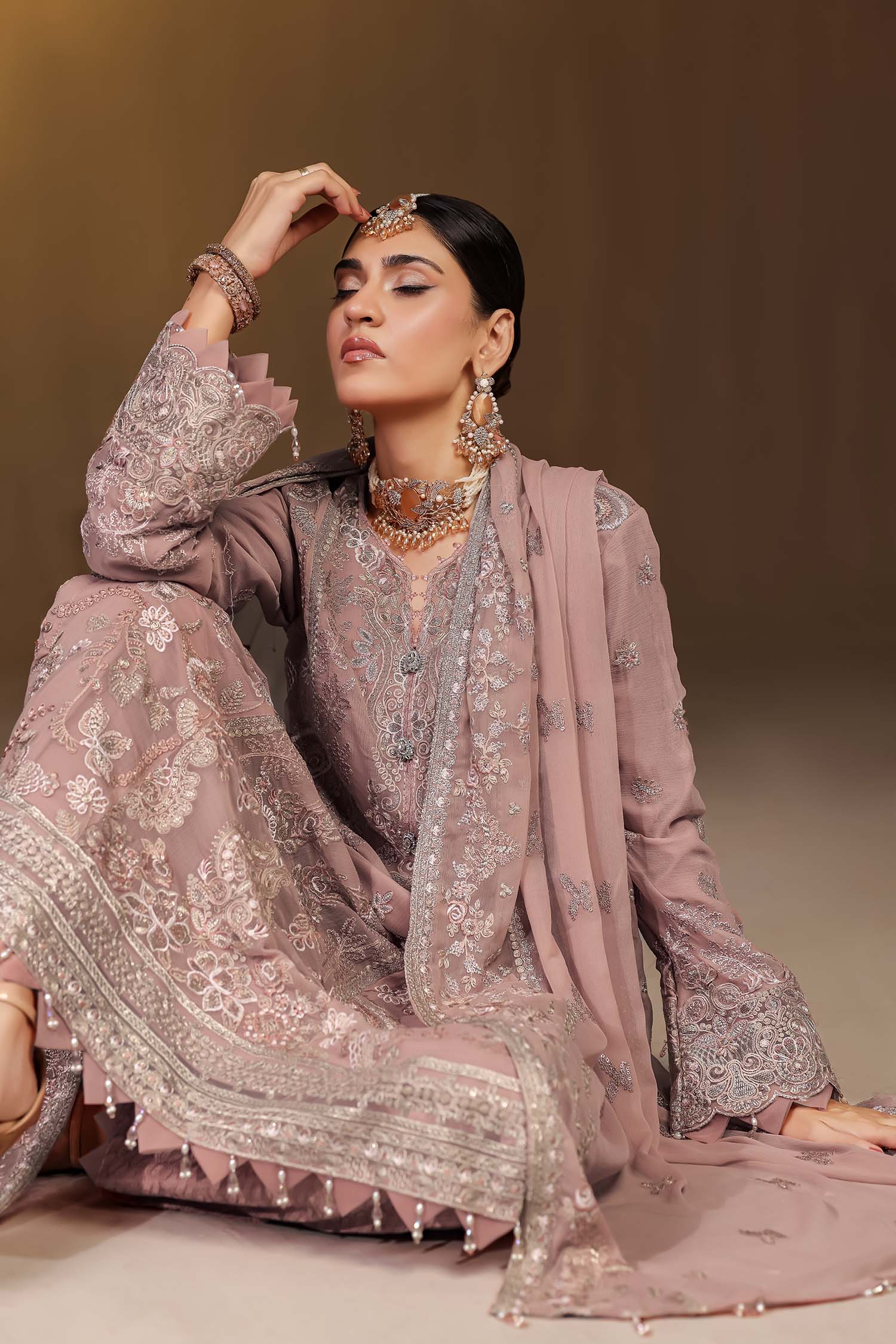 Dusty Rose Pink Embroidered Suit | Vintage Mauve Dream