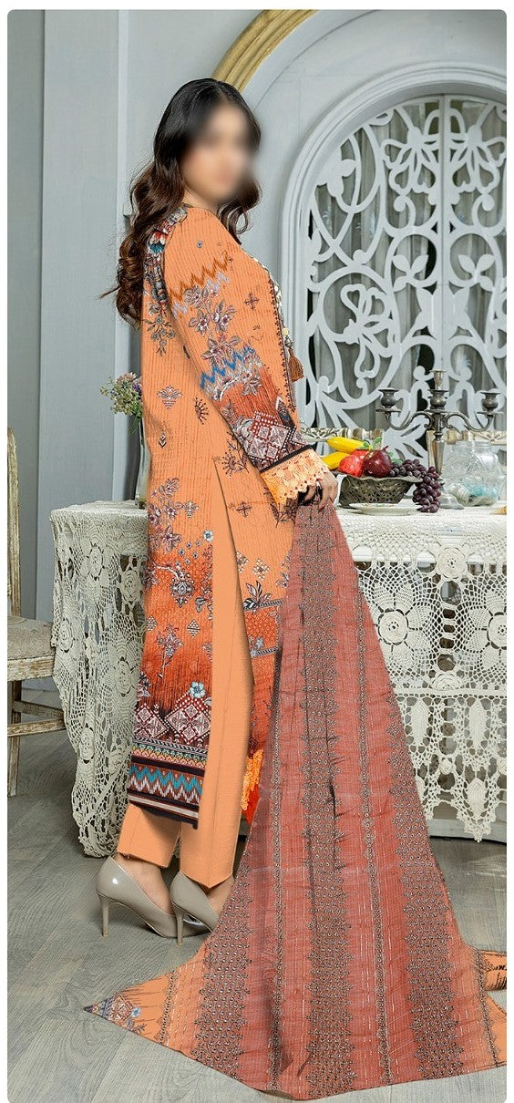 Gul-E-Arzoo 3pcs Lawn unstitched suits (Peach)